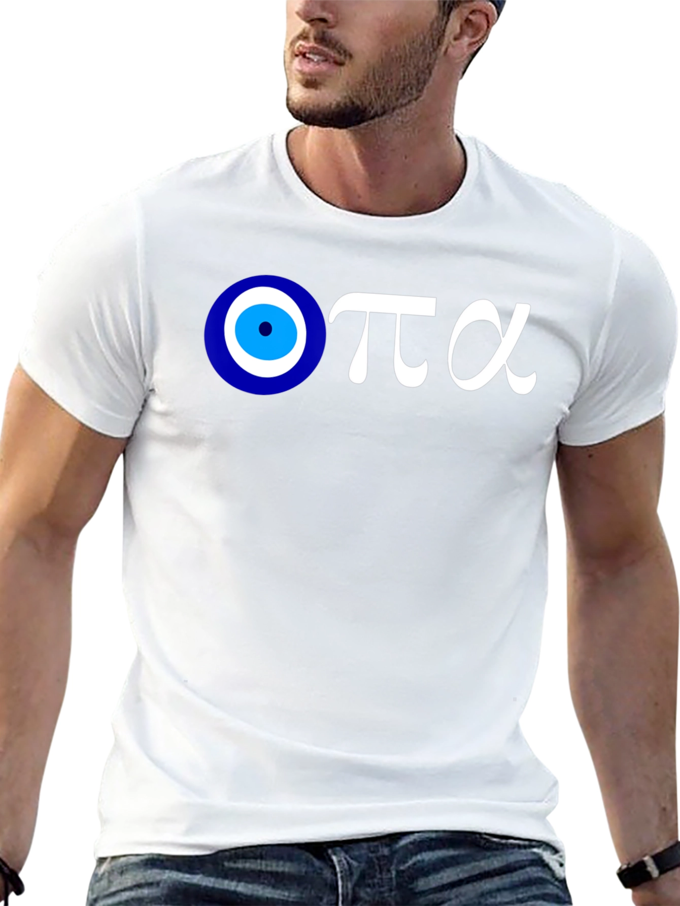 Evil Eye Greek Letters Black Cotton T-Shirt