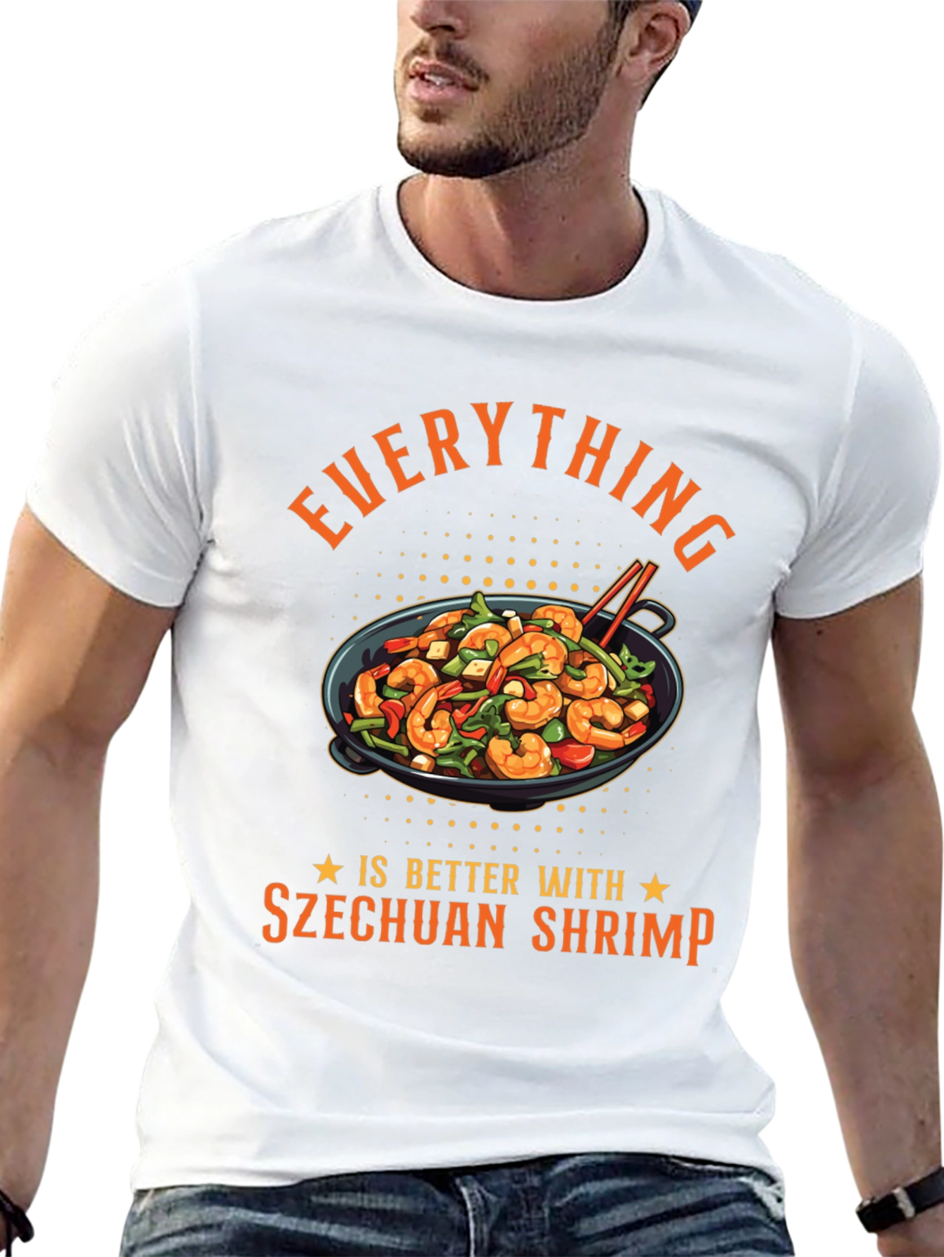 Szechuan Shrimp Graphic Tee - Foodie T-Shirt