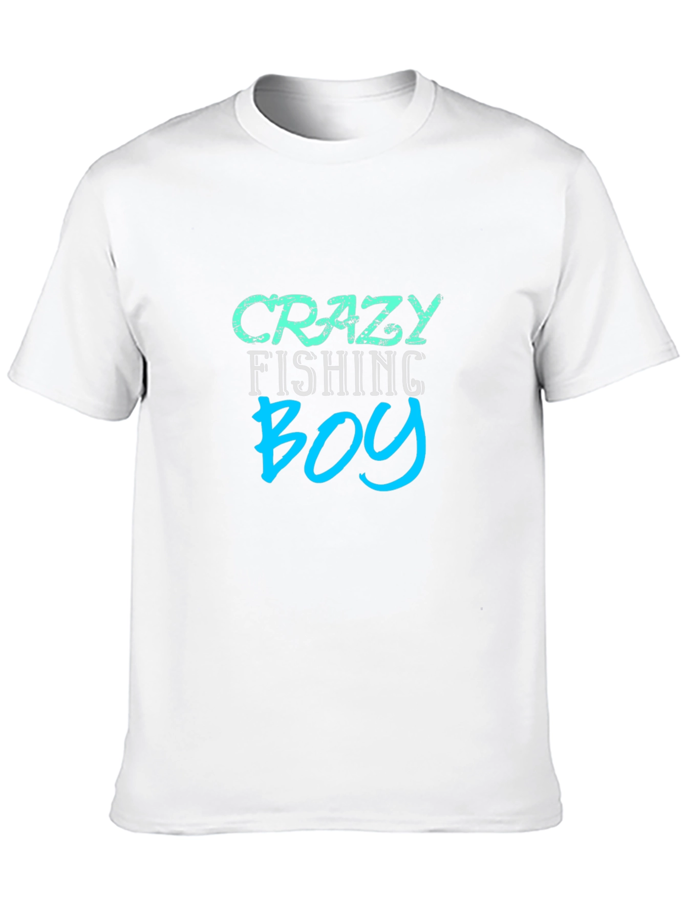 Crazy Fishing Boy T-Shirt - Black Crew Neck Tee