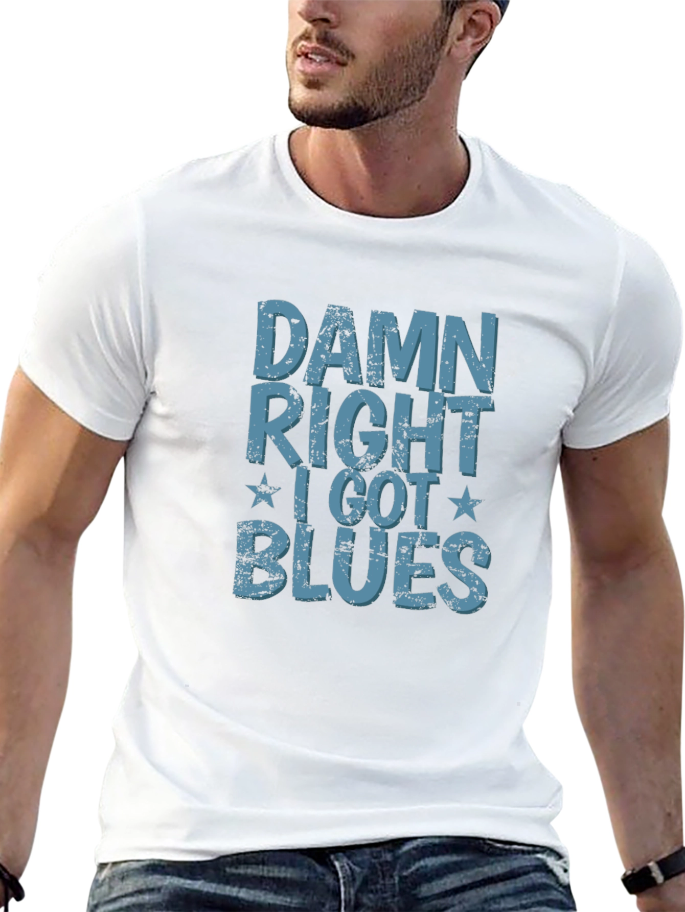 Damn Right I Got Blues T-Shirt - Distressed Design
