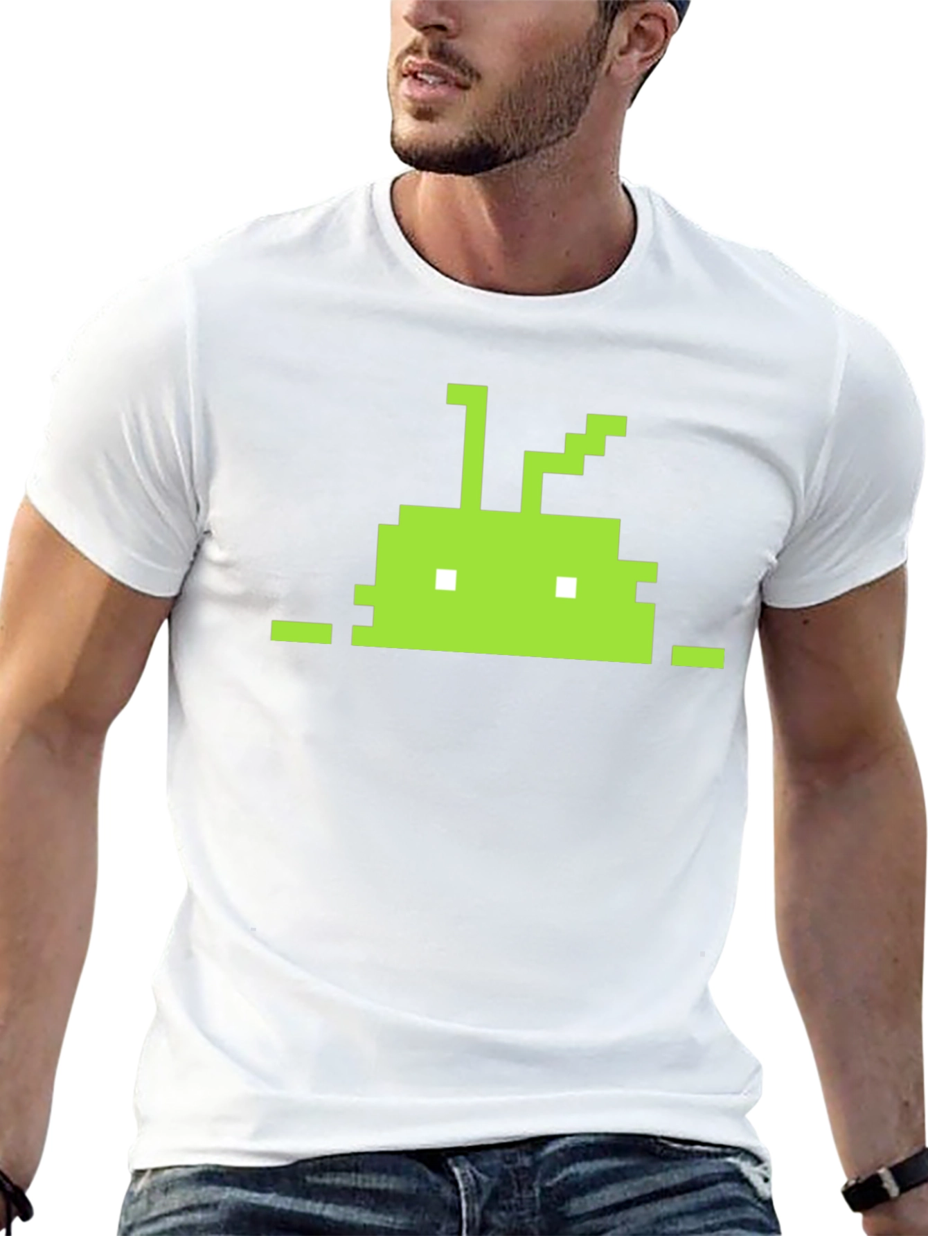Pixelated Android Robot Black T-Shirt