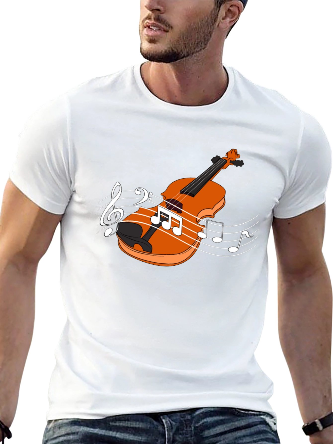 Violin Music Notes Black T-Shirt