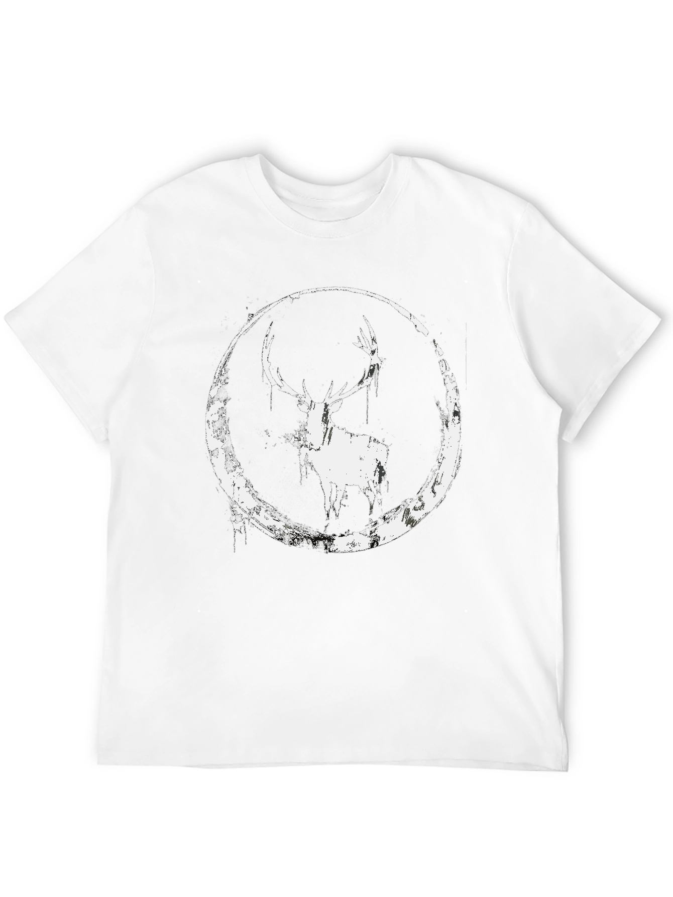 Deer Circle Graphic Black T-Shirt