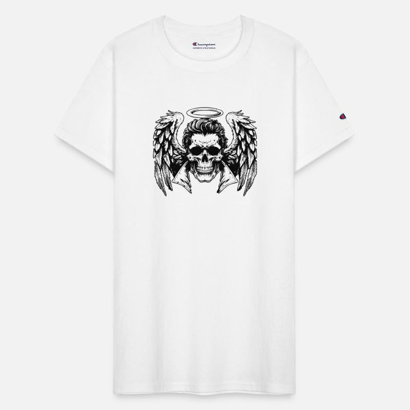 Dark Art Skull Angel Face with Wings Horror Grunge