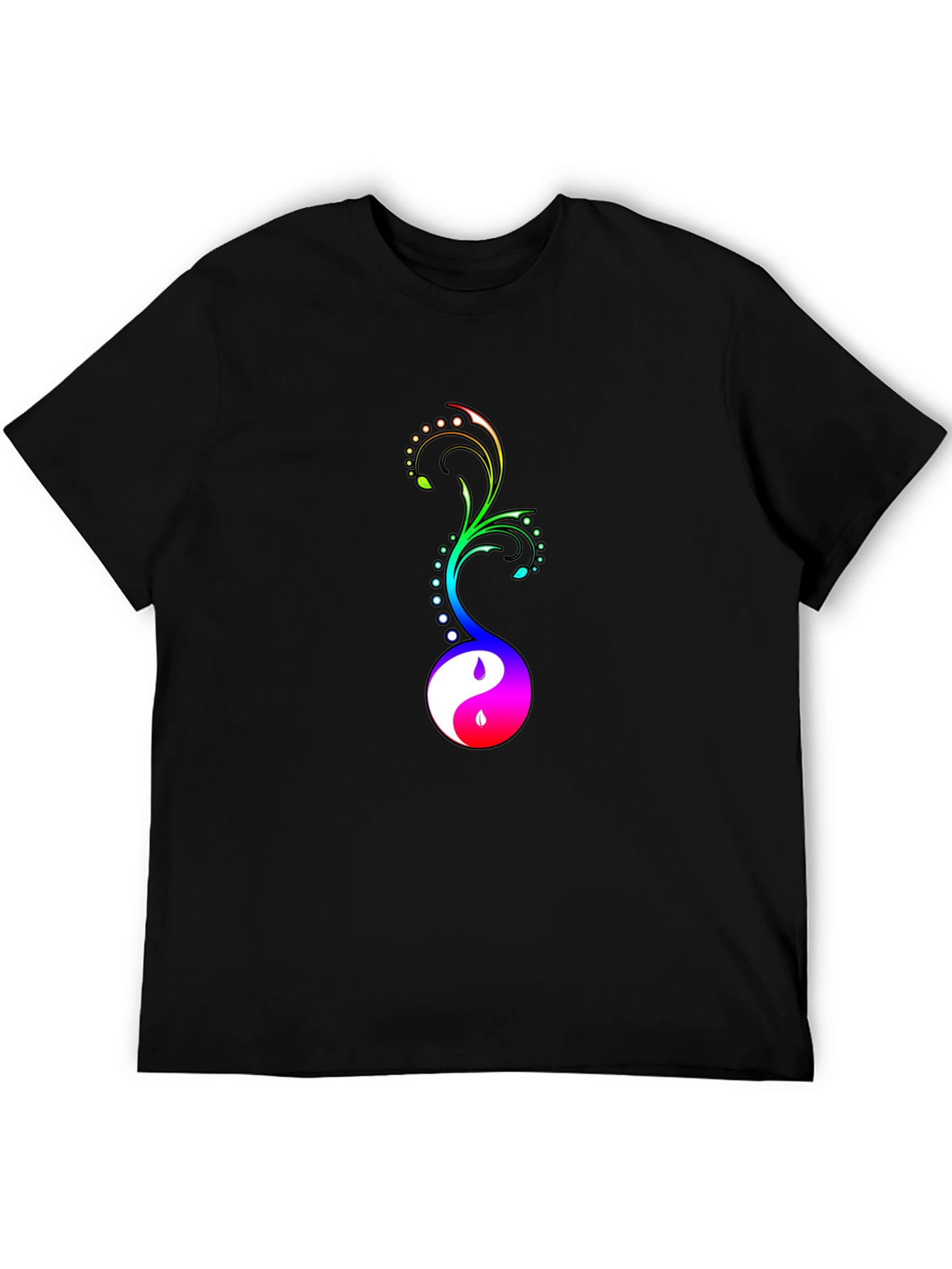 Yin Yang Floral Graphic Tee - Black