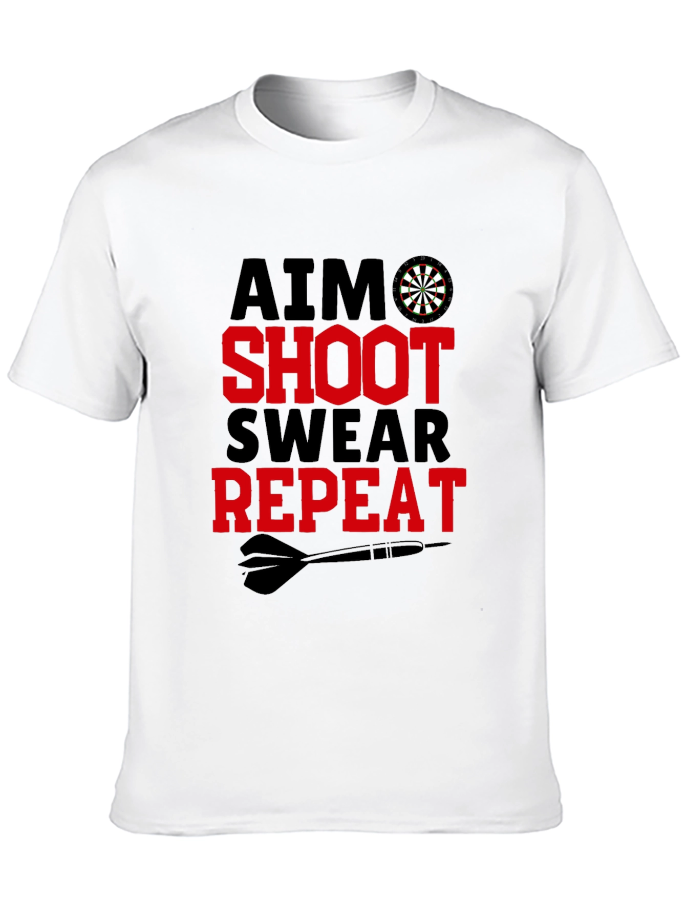 Aim Shoot Swear Repeat Mens Graphic T-Shirt