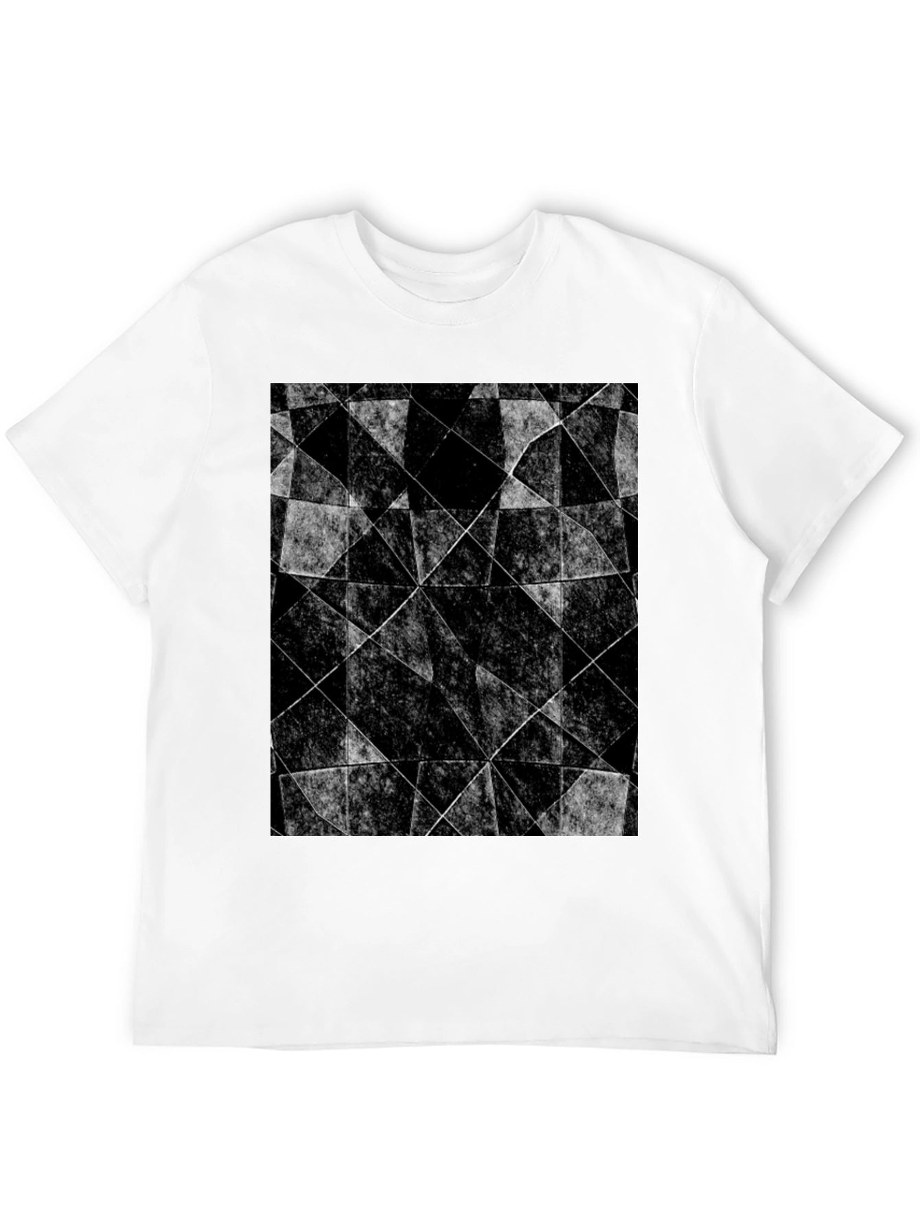 Abstract Geometric Graphic Tee - Black Cotton Blend Shirt