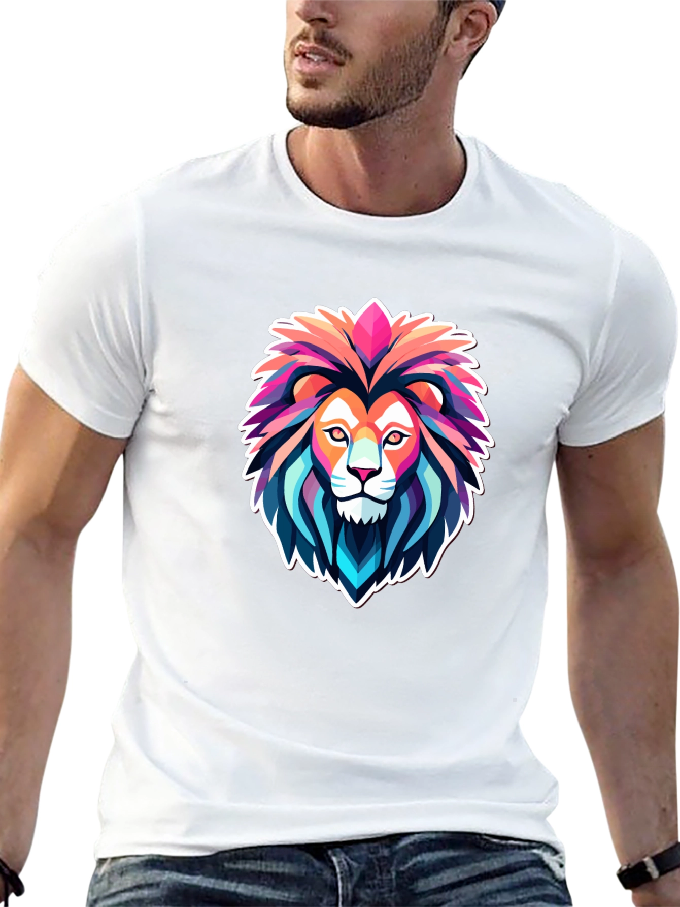 Bold Lion Graphic Tee - Stylish Mens Black T-Shirt