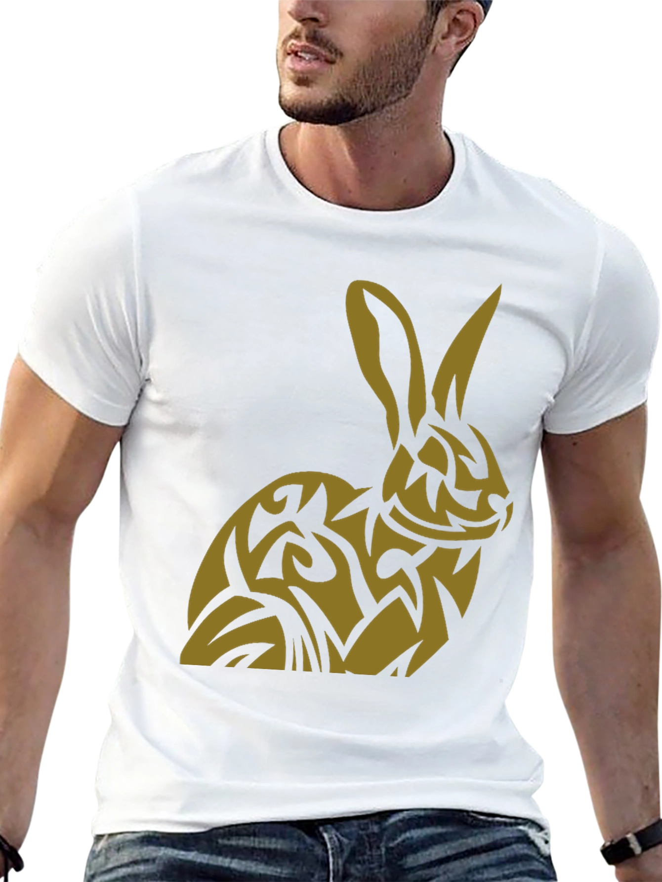 Rabbit Tribal Tattoo Style Graphic T-Shirt