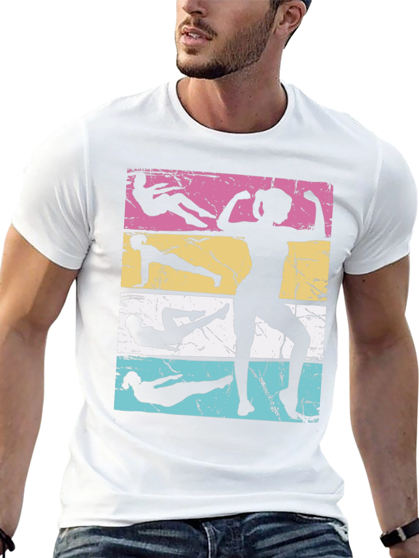 Retro Fitness Silhouette Tee - Workout Motivation Shirt