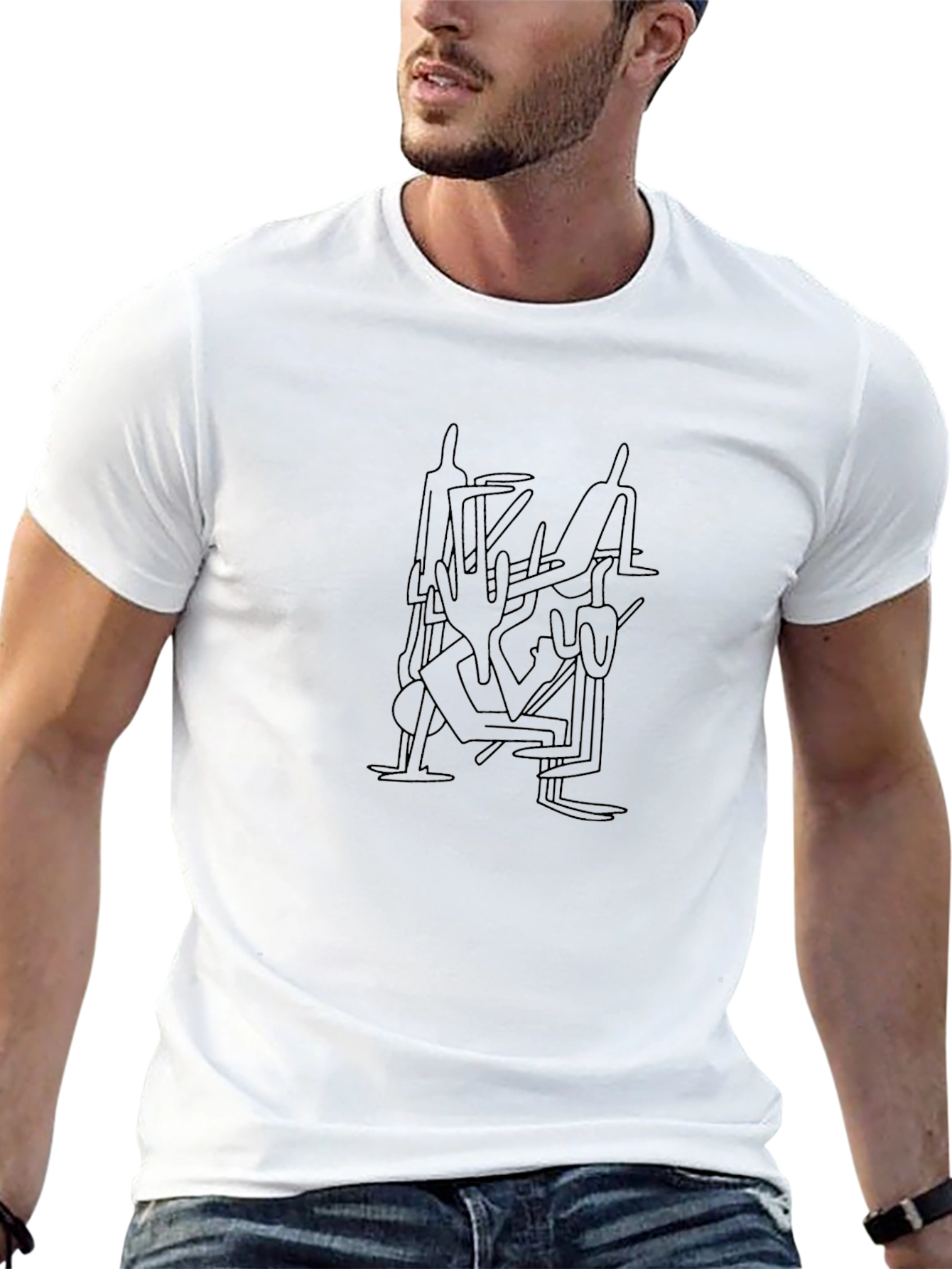 Abstract Line Art Graphic Tee - Black Unisex Shirt