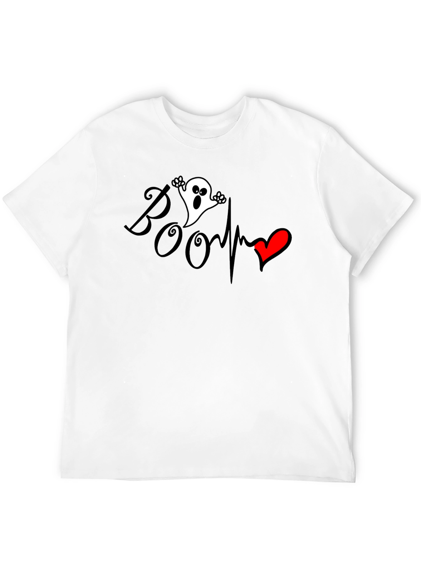 Boo Ghost Heartbeat Graphic Tee - Spooky Season Fashion