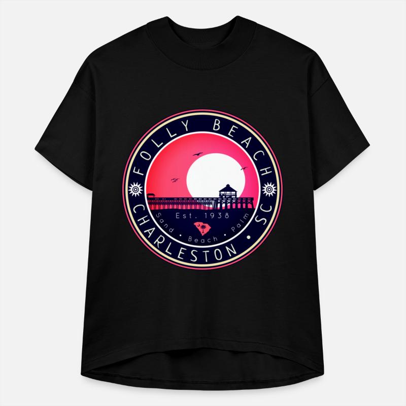 Folly Beach SC Souvenirs Retro Sunset Pier 60s