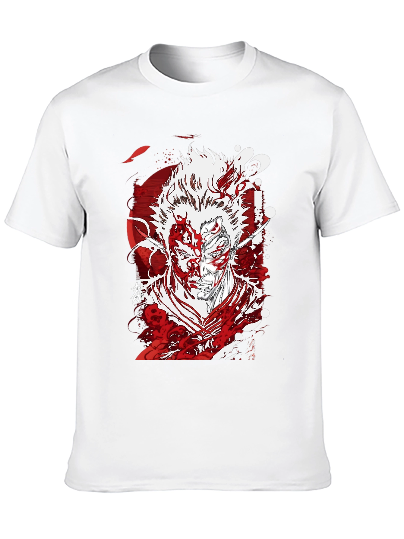Anime Graphic T-Shirt: Bold Red & White Design