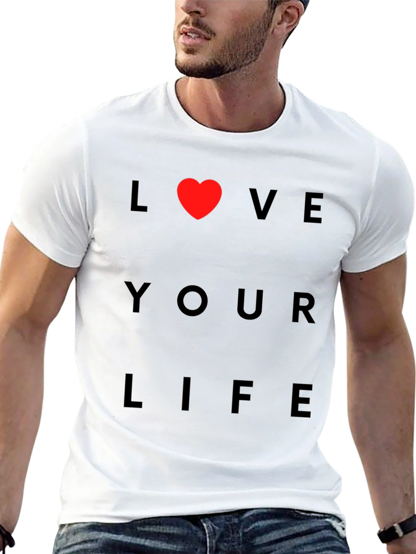 Love Your Life T-Shirt Red Heart Design