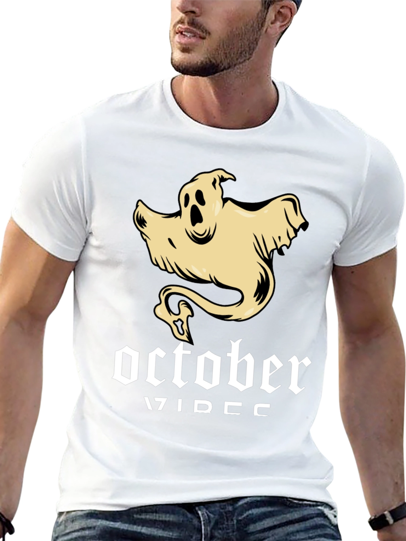 October Ghost T-Shirt - Spooky Season Apparel