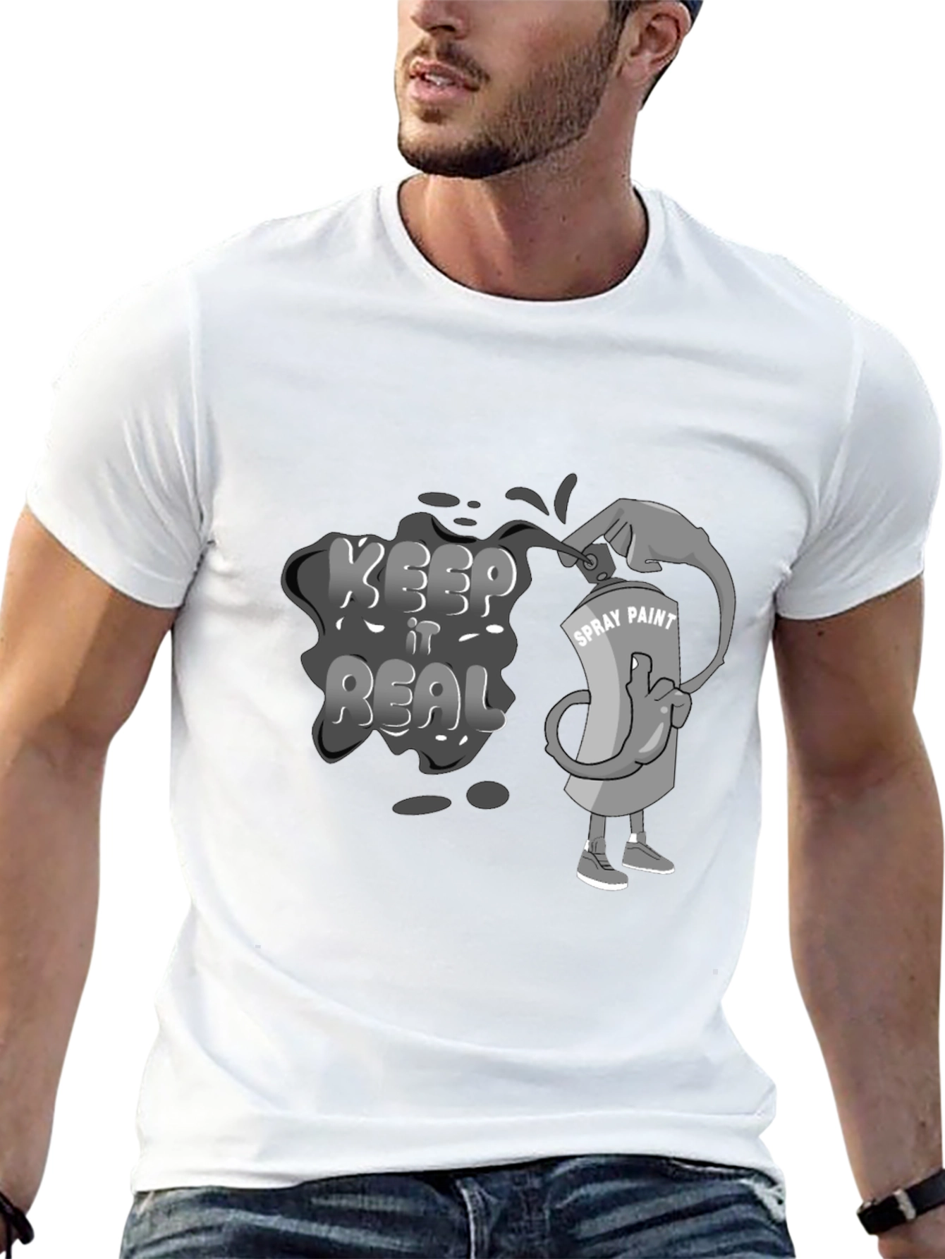Keep it Real Spray Paint Graphic T-Shirt