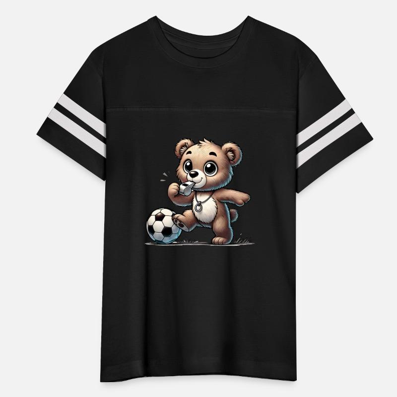 happy bear playing with a soccer ball