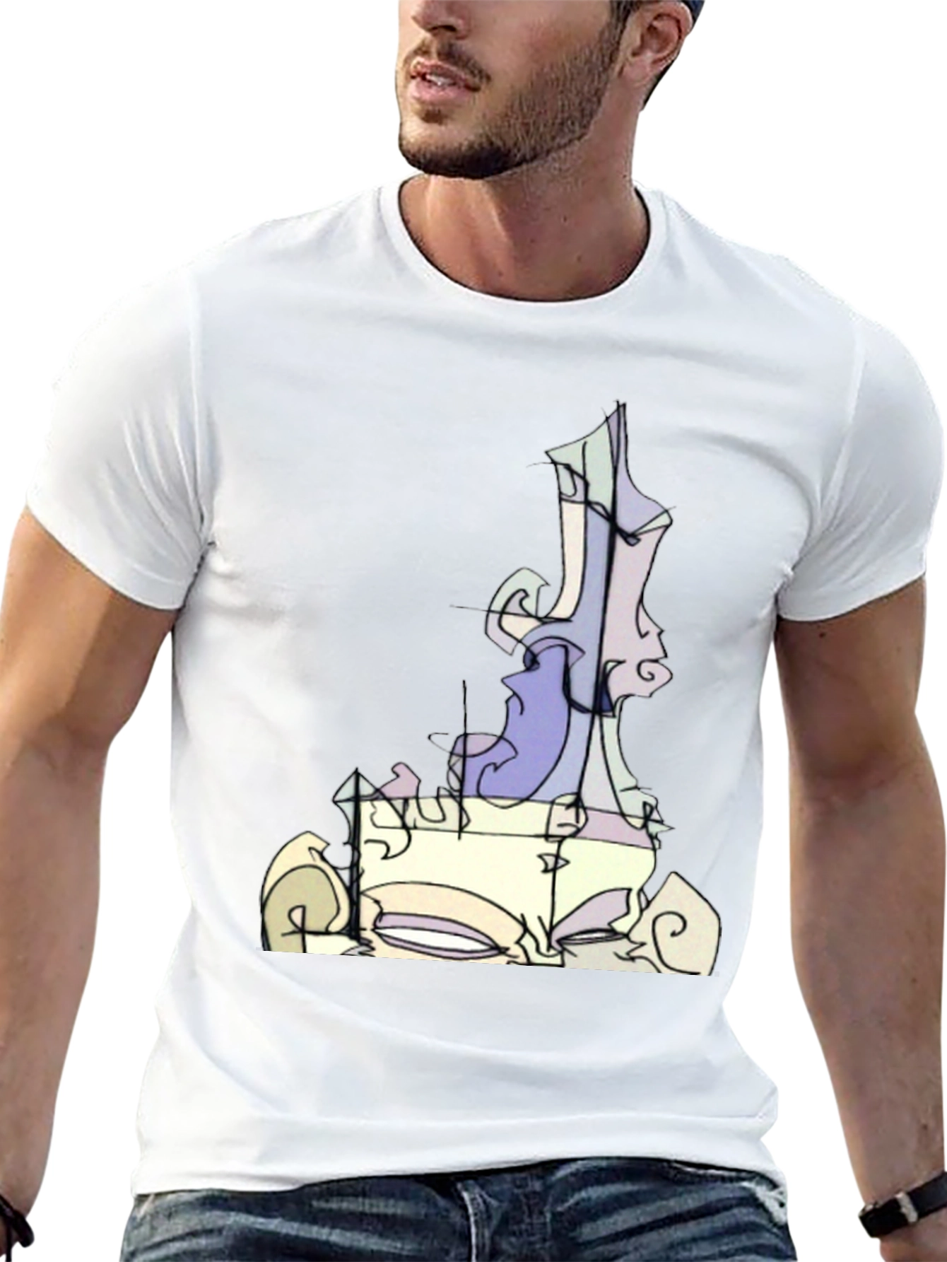 Abstract Art Graphic Tee - Black Cotton T-Shirt