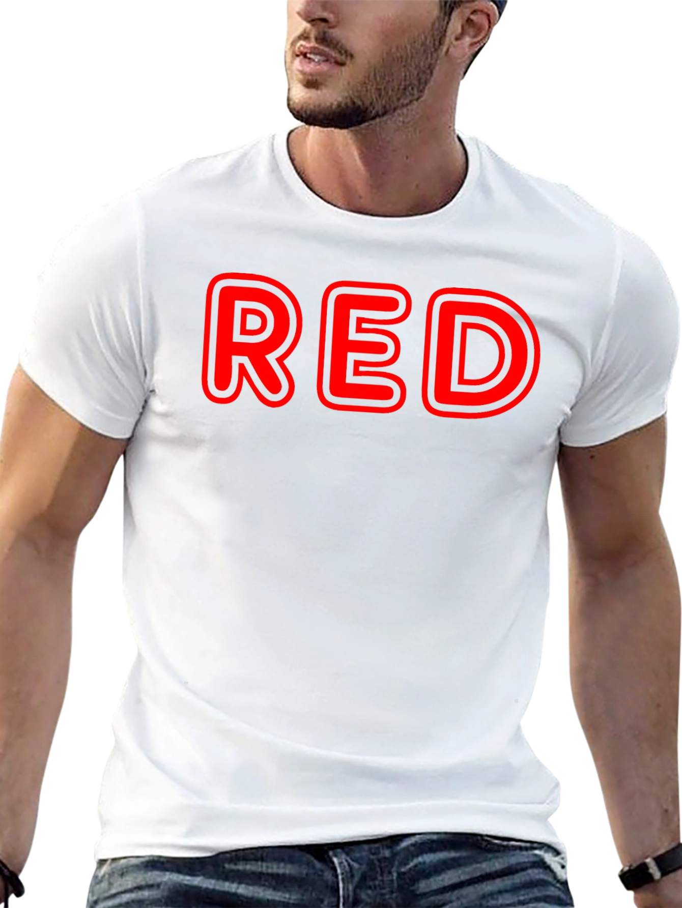 Red Graphic T-Shirt - Classic Crew Neck