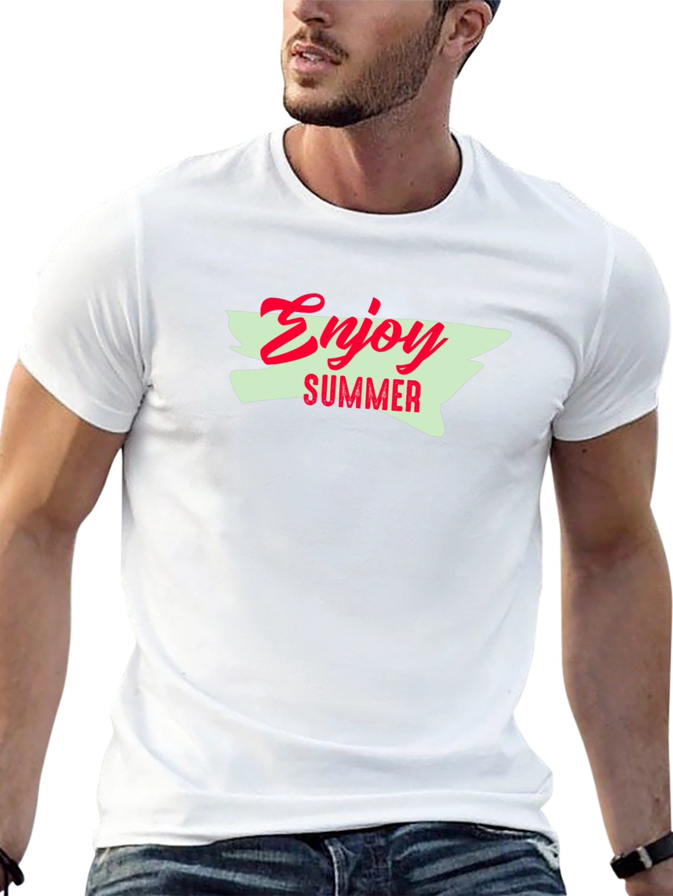 Enjoy Summer Graphic Tee - Black Cotton T-Shirt
