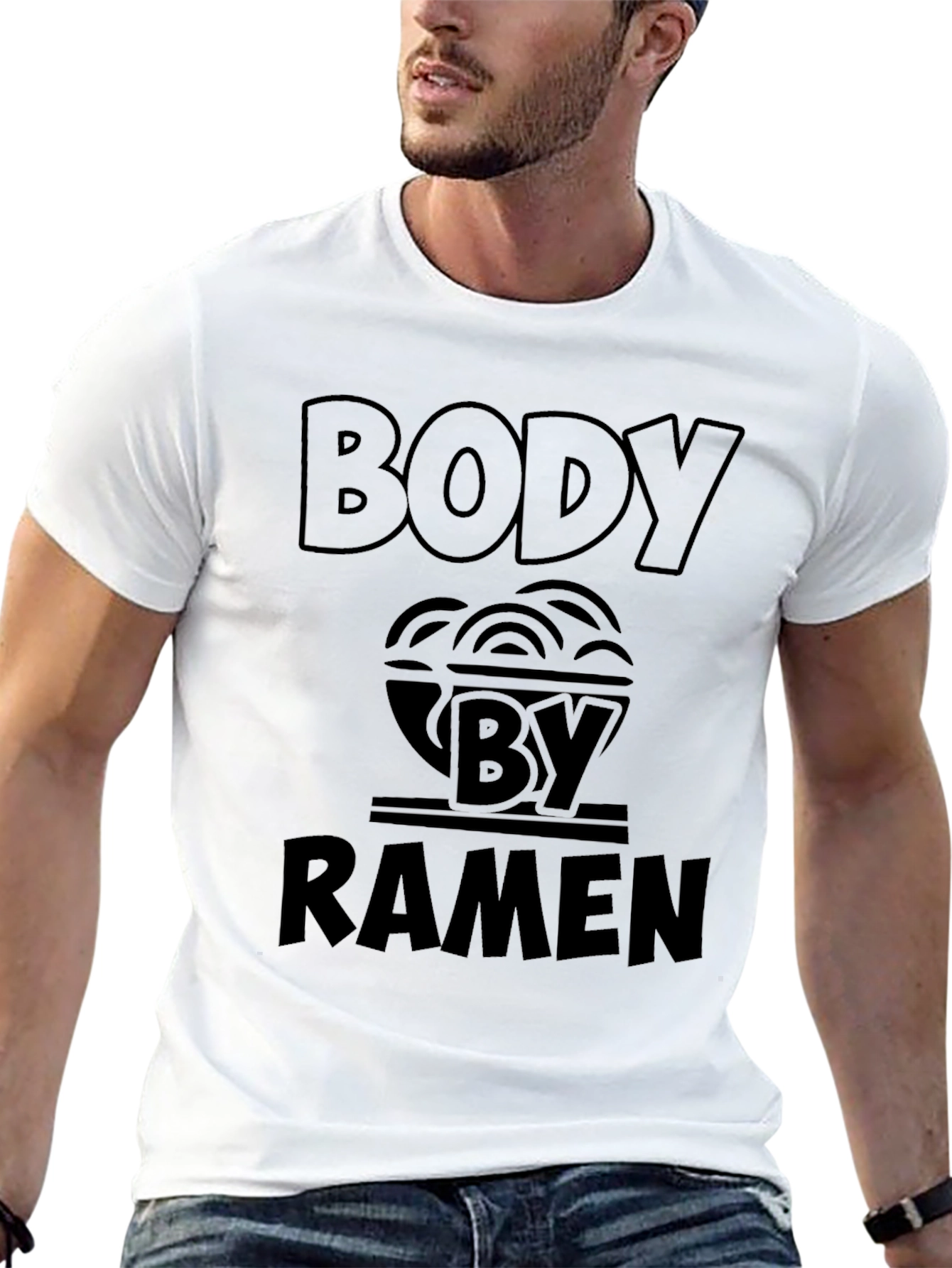Body By Ramen Funny Graphic T-Shirt