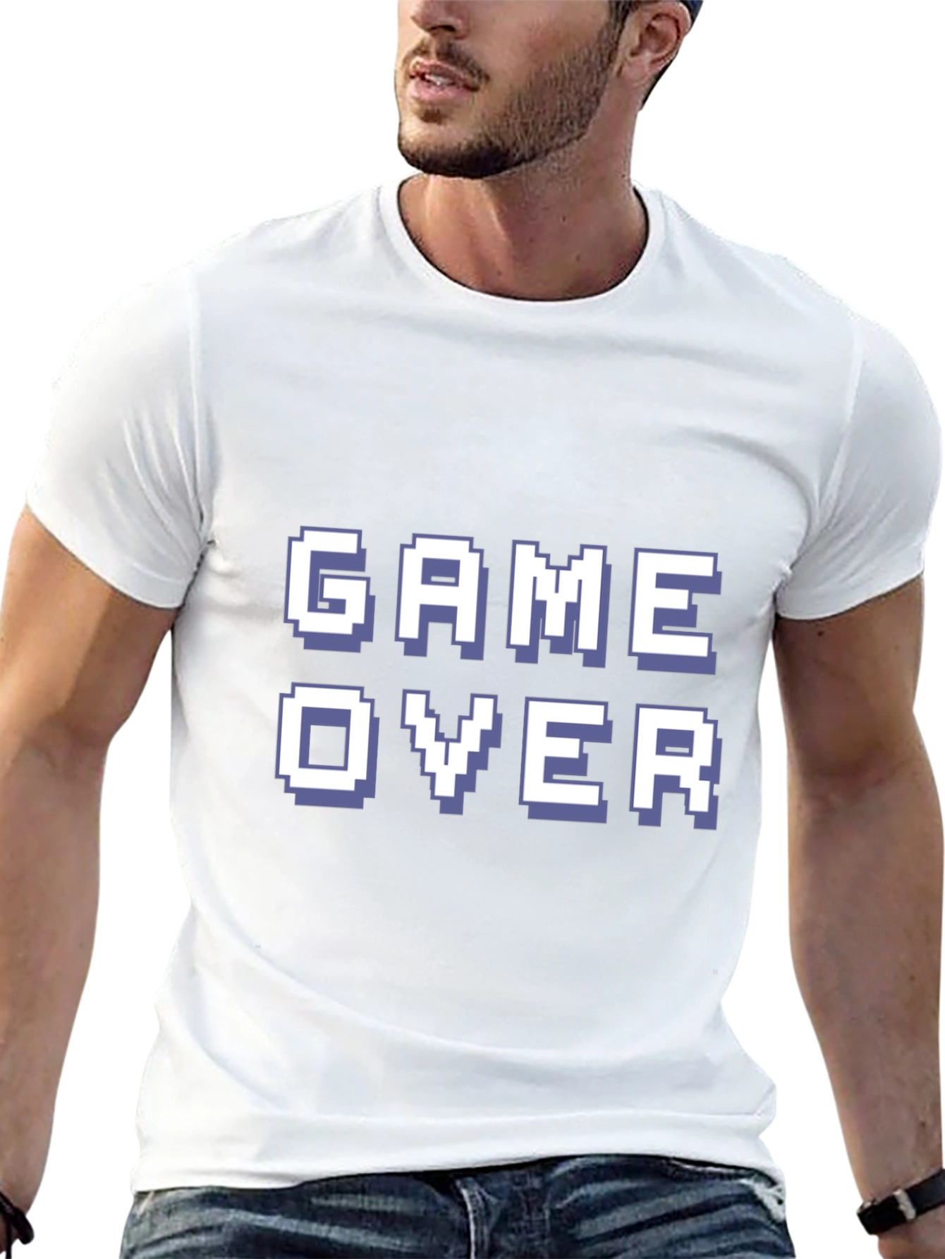 Game Over Pixel Art Black T-Shirt