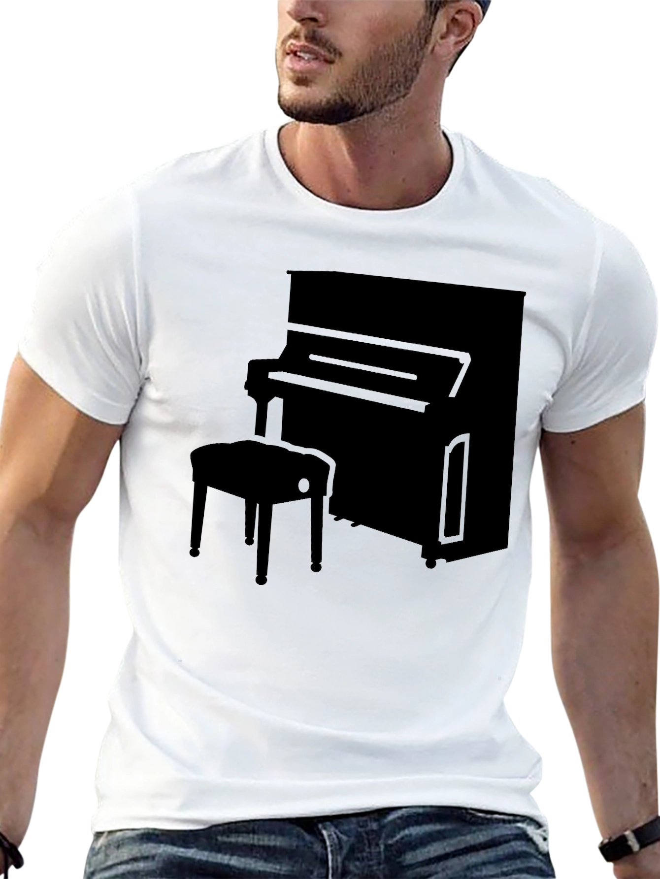 Piano Graphic Tee - Stylish Music Lover T-Shirt