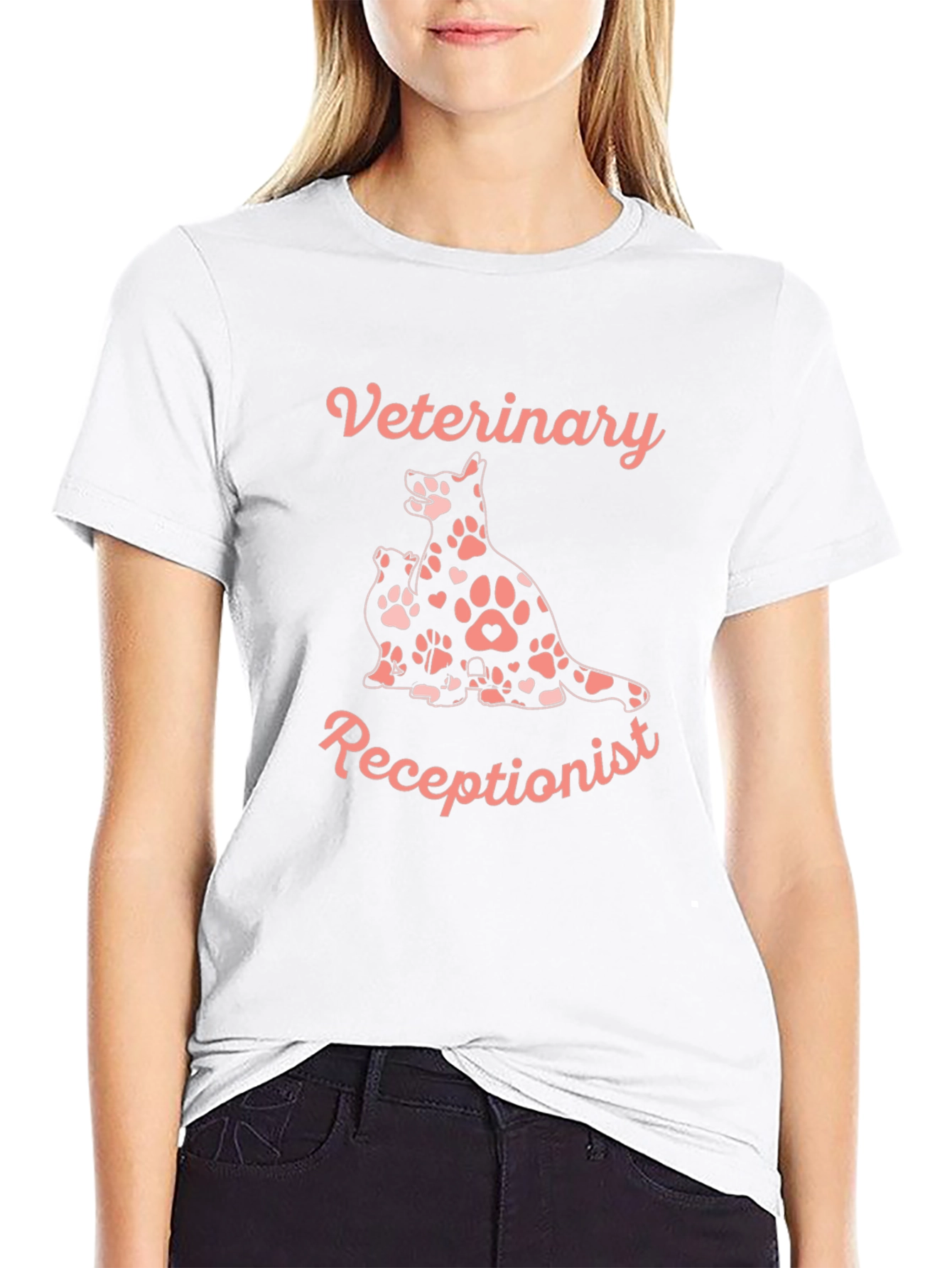 Veterinary Receptionist T-Shirt Cute Dog Paw Print