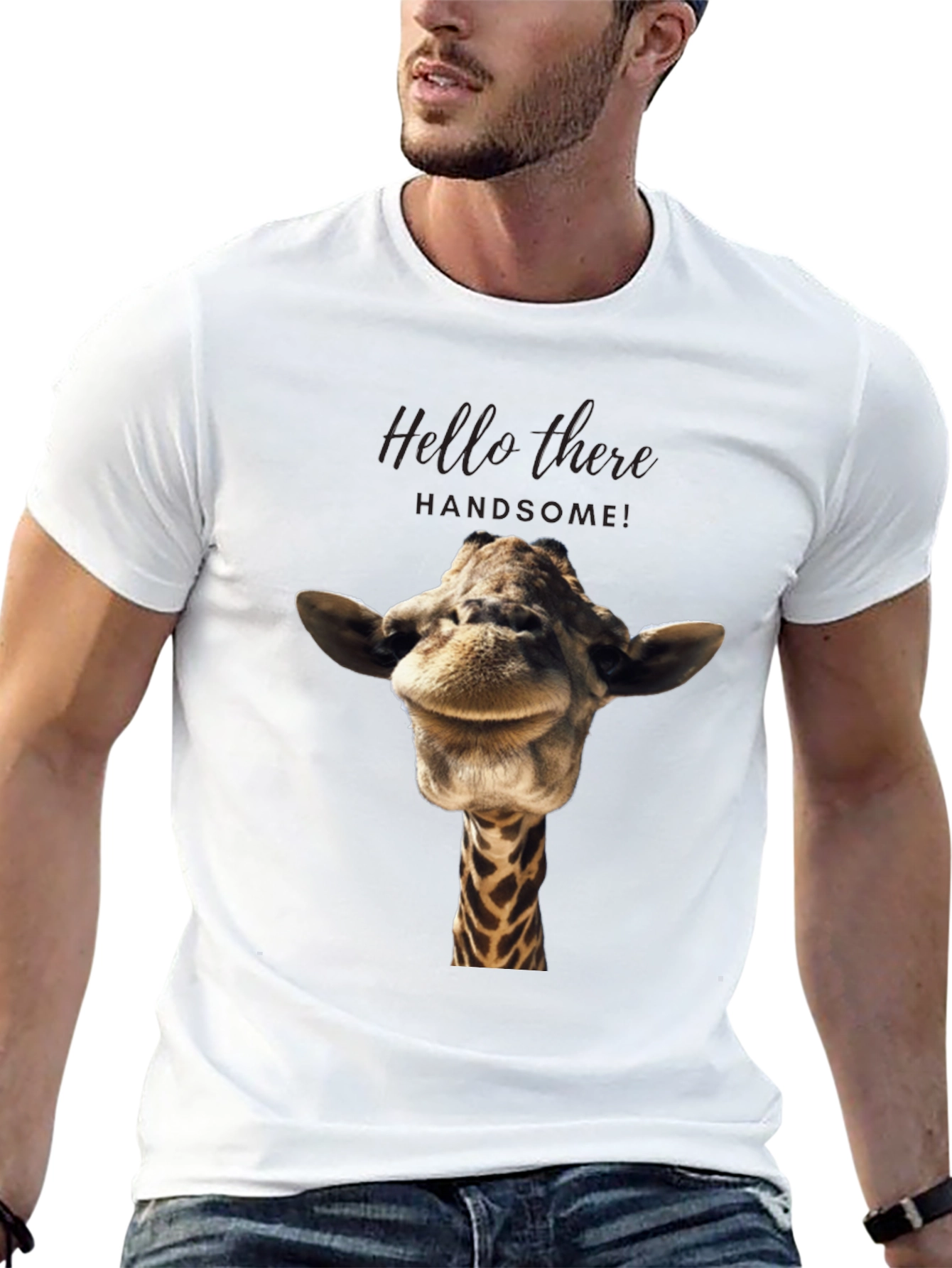 Giraffe Head Graphic Print Black T-Shirt