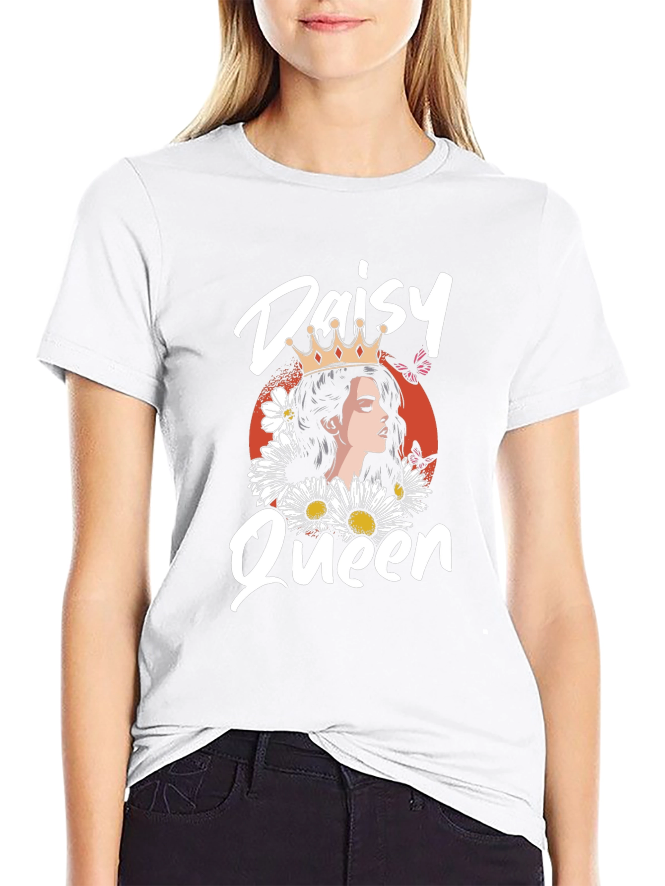 Daisy Queen Graphic Tee - Trendy Black T-Shirt