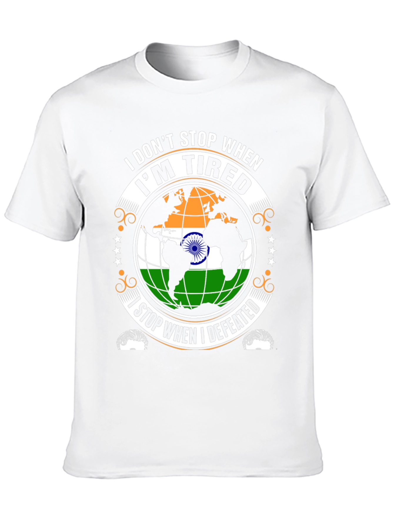 Motivational India Flag T-Shirt - Never Give Up