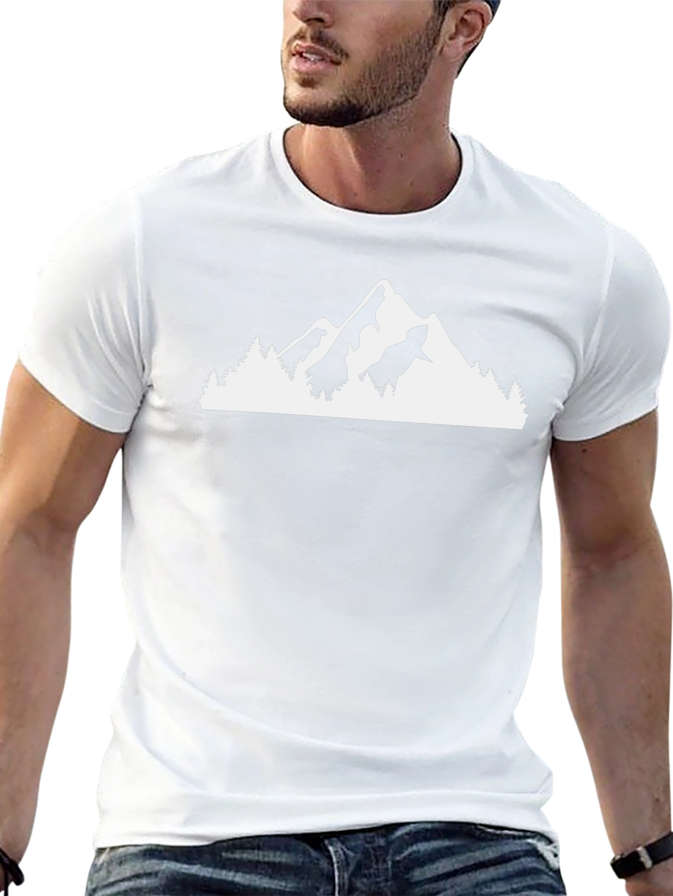 Mountain Silhouette Graphic Tee - Black Cotton Casual Shirt
