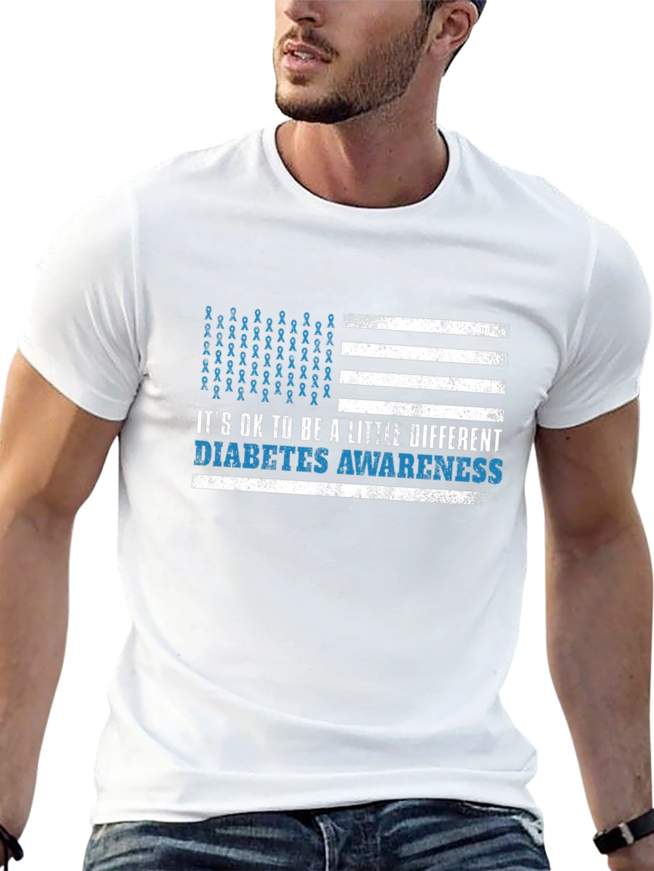 Diabetes Awareness American Flag Graphic T-Shirt