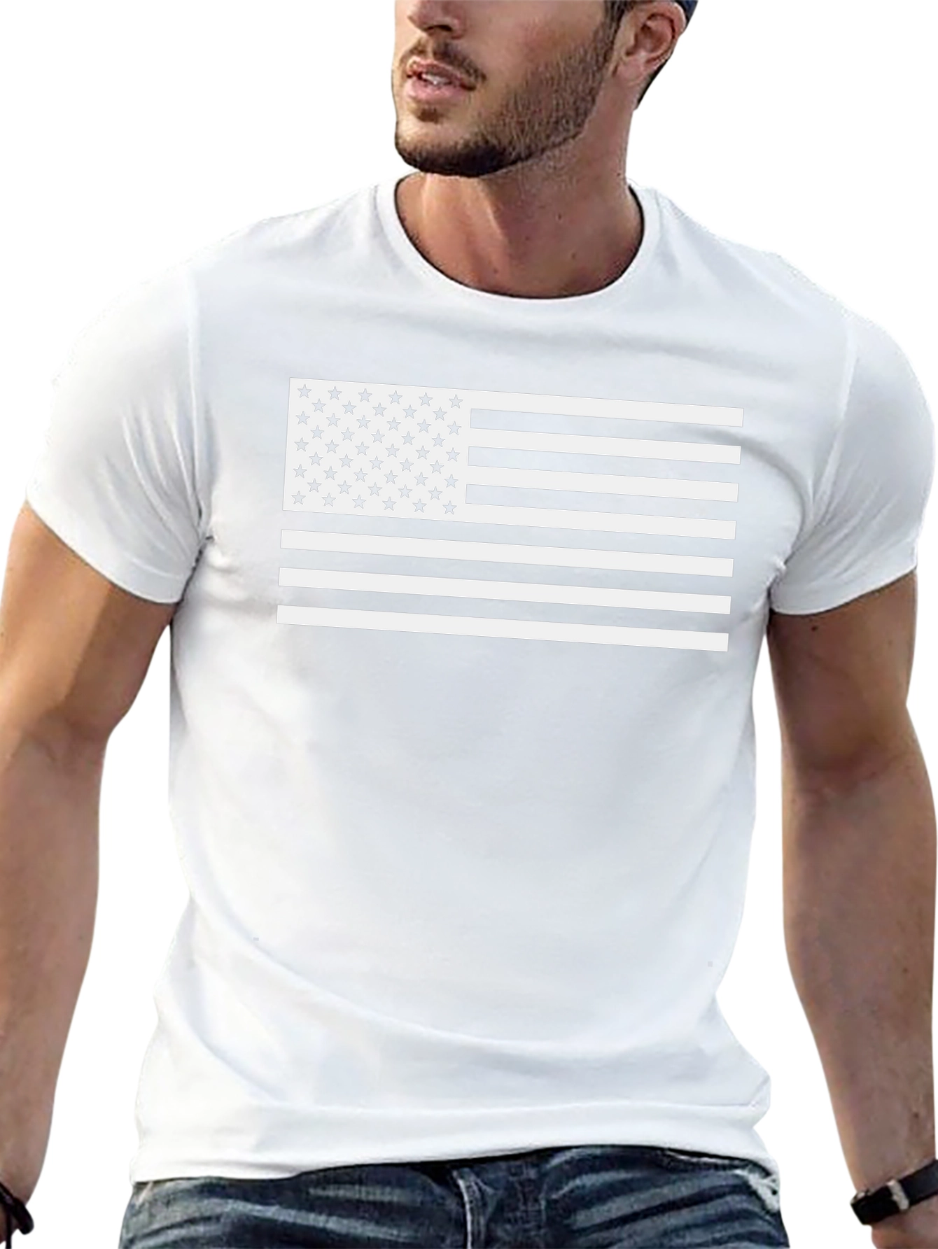 American Flag Graphic Tee - Black Cotton T-Shirt