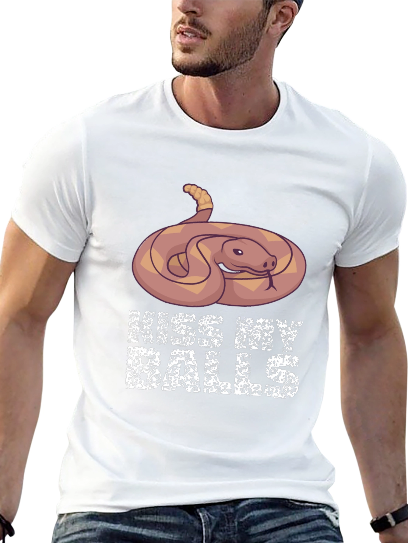 Humorous Snake Graphic T-Shirt - Kiss My Balls