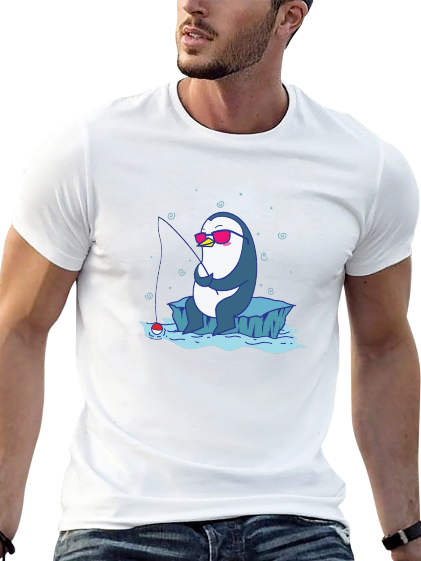 Cool Penguin Fishing T-Shirt