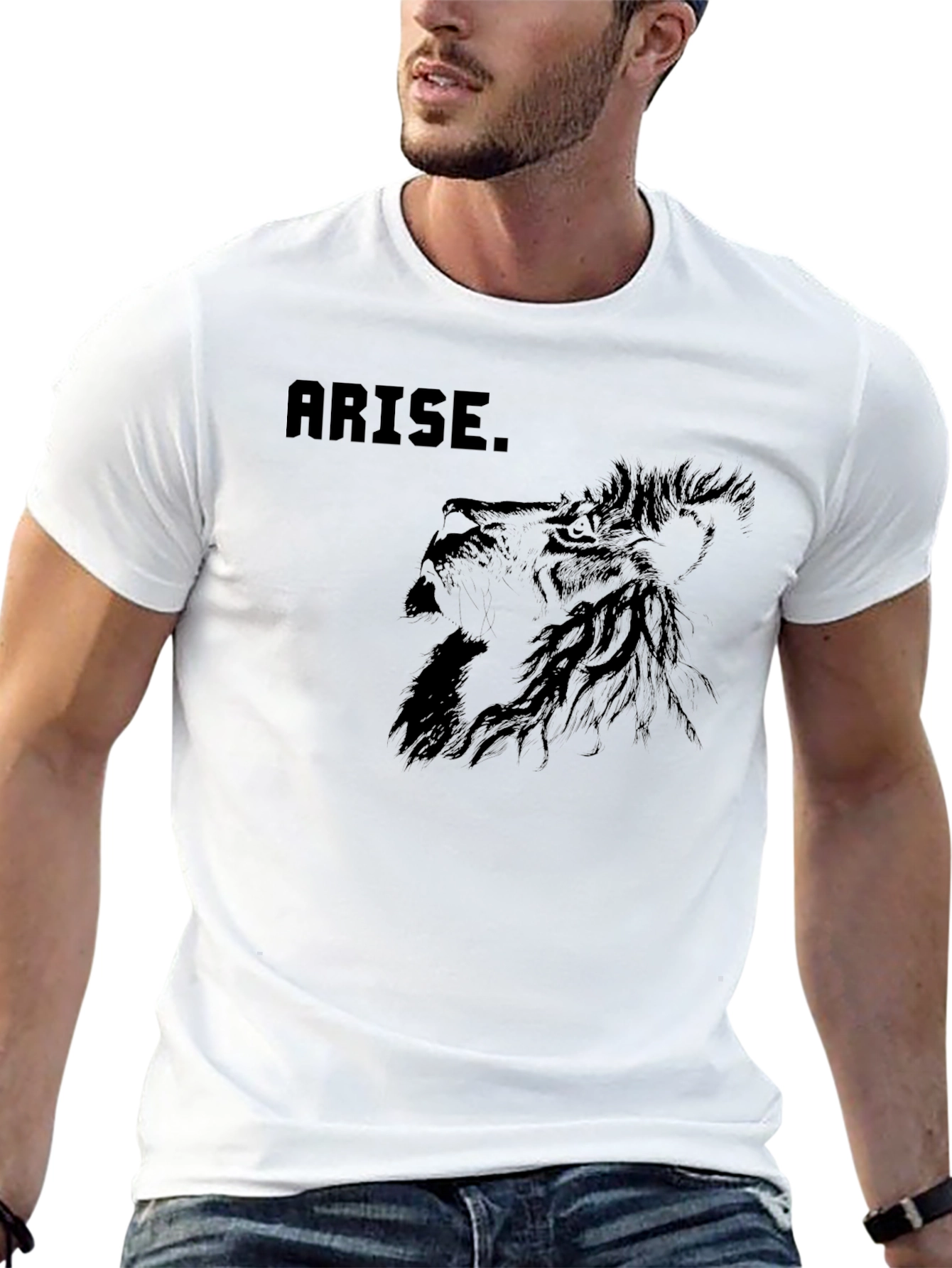 Arise Lion Graphic Black T-Shirt