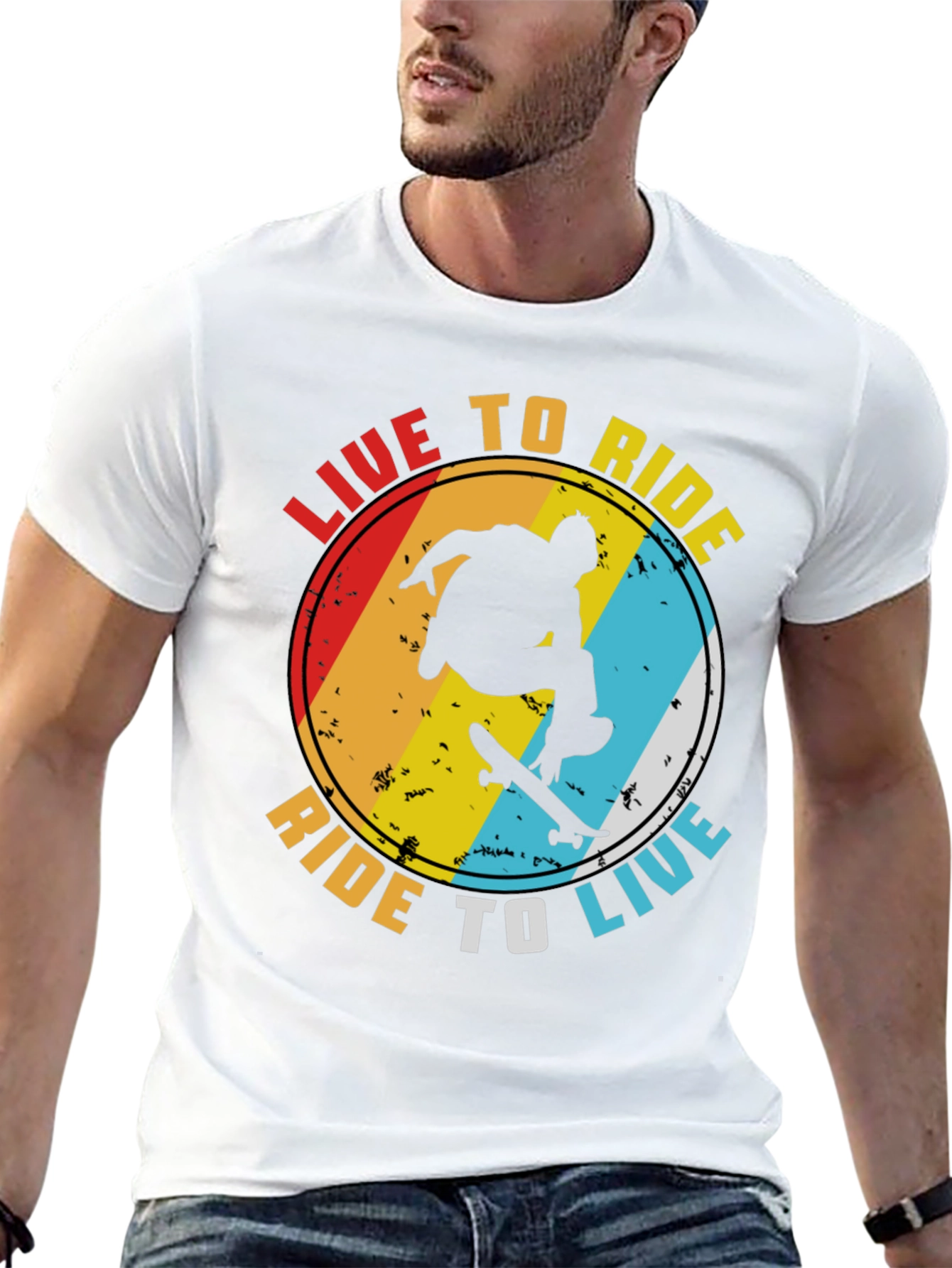 Live to Ride Graphic Tee - Skateboard Design