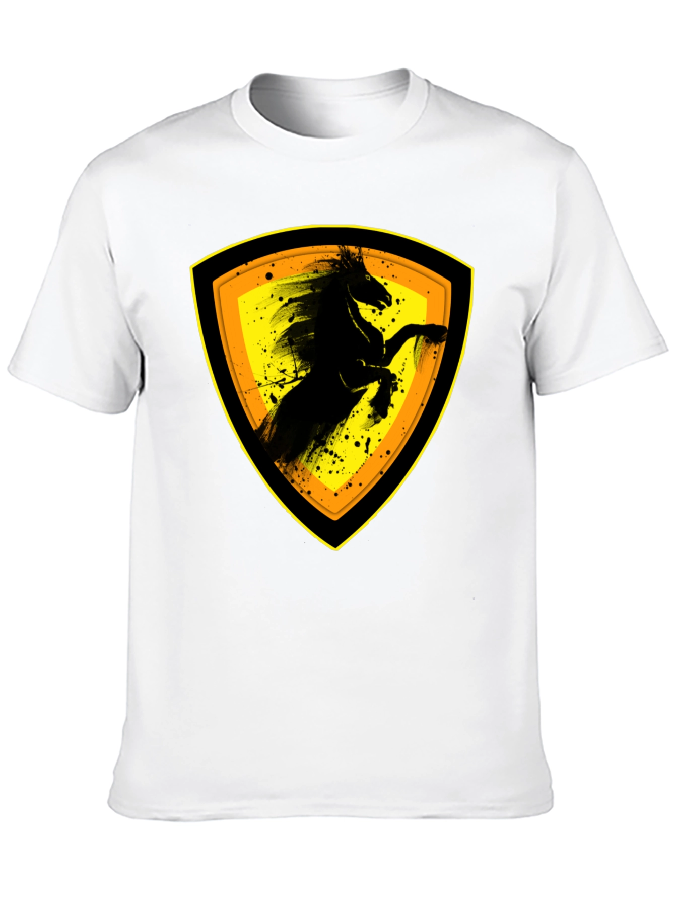 Black T-Shirt with Horse Emblem