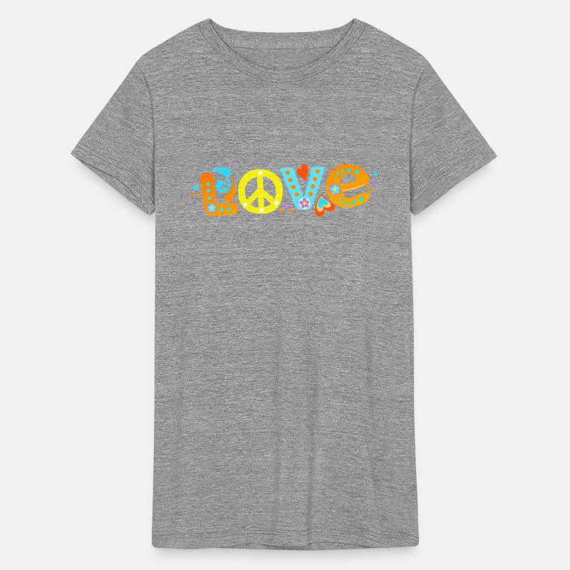 Pretty 60s 70s Hippie Peace Love Hearts Peace Sign
