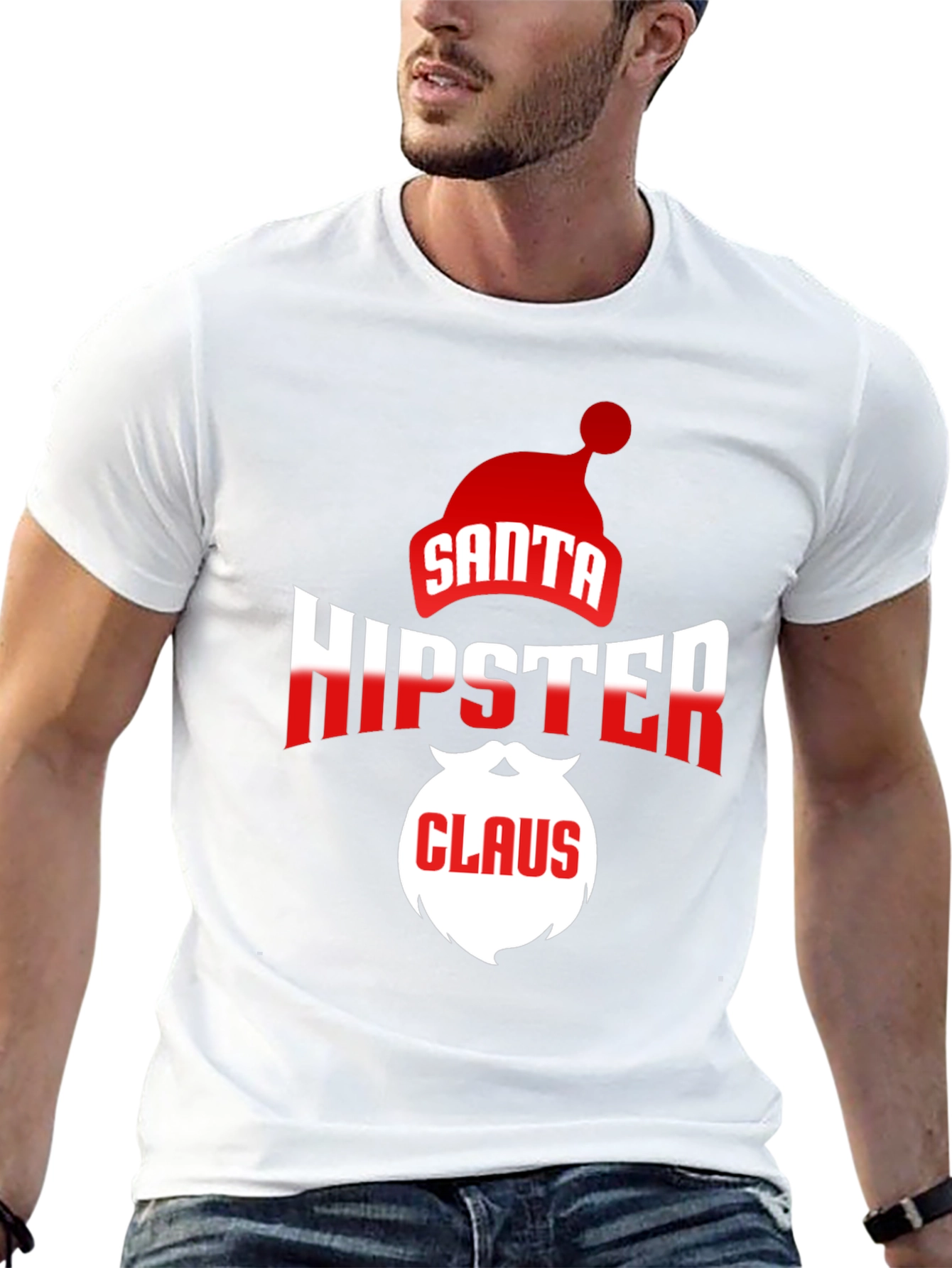 Hipster Santa Claus Black T-Shirt