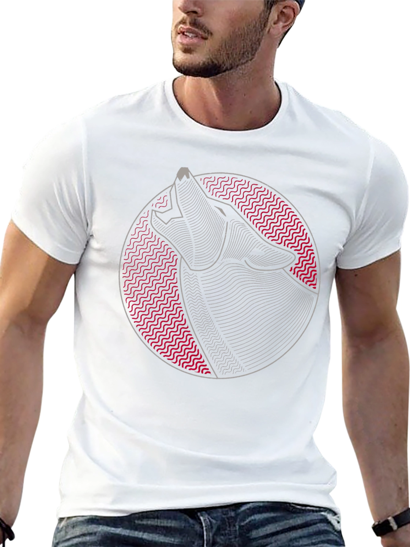 Wolf Graphic Tee - Modern Geometric Design
