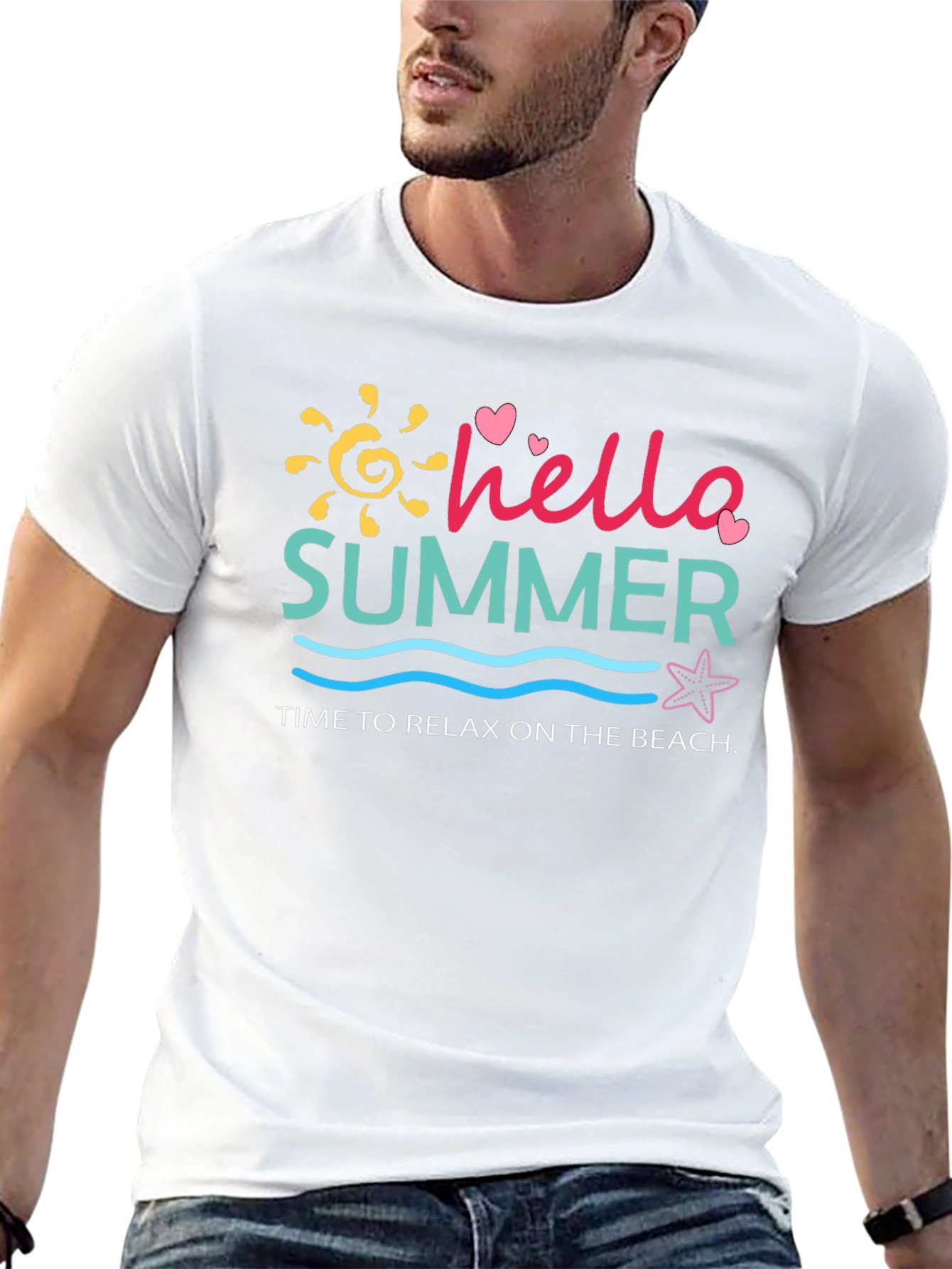 Hello Summer Graphic T-Shirt - Relax on the Beach