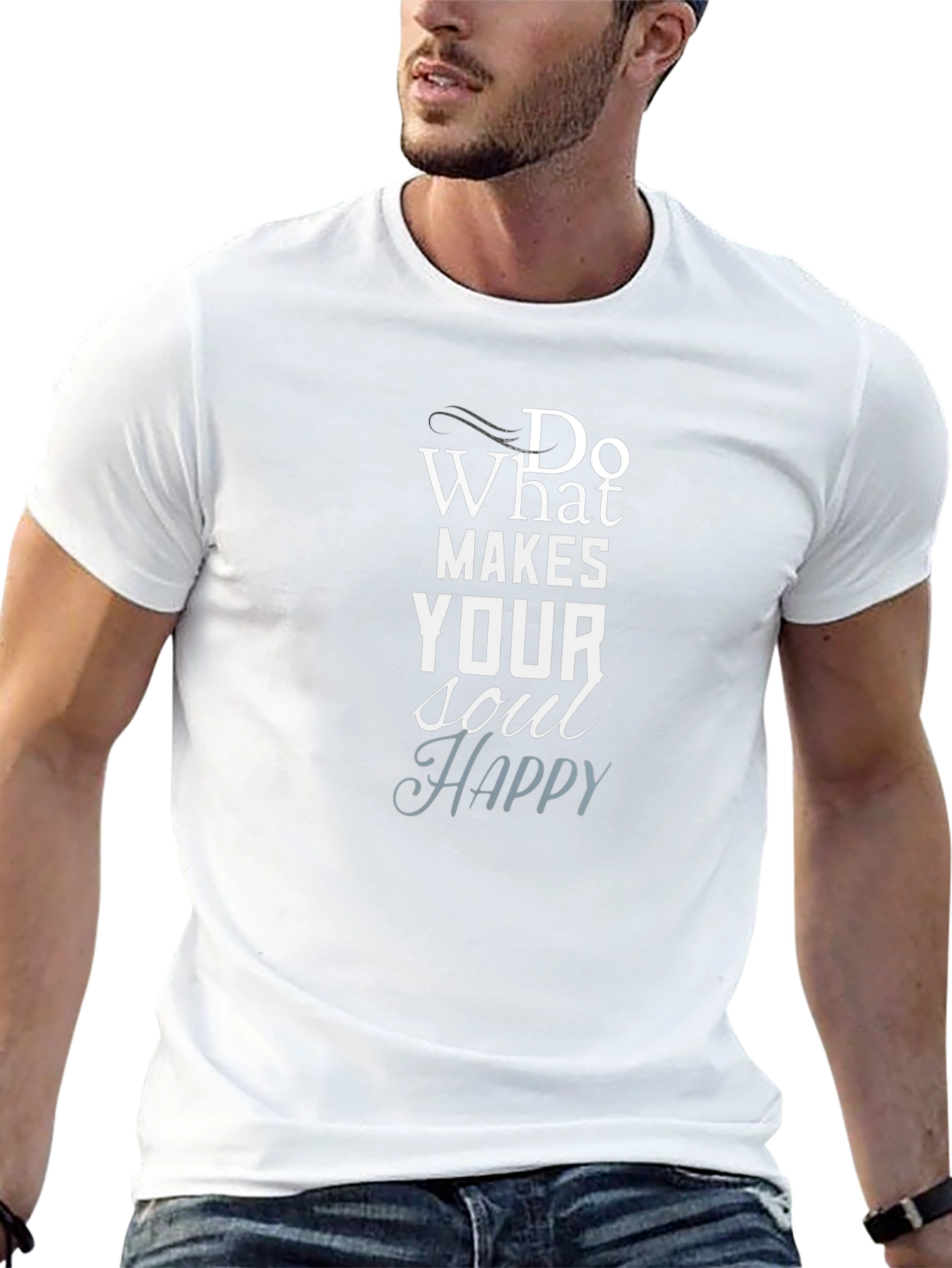 Soul Happy Black Graphic Tee for Men