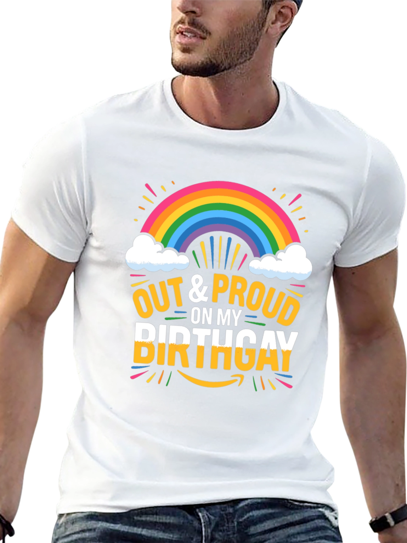 Out & Proud Birthday Rainbow Graphic T-Shirt