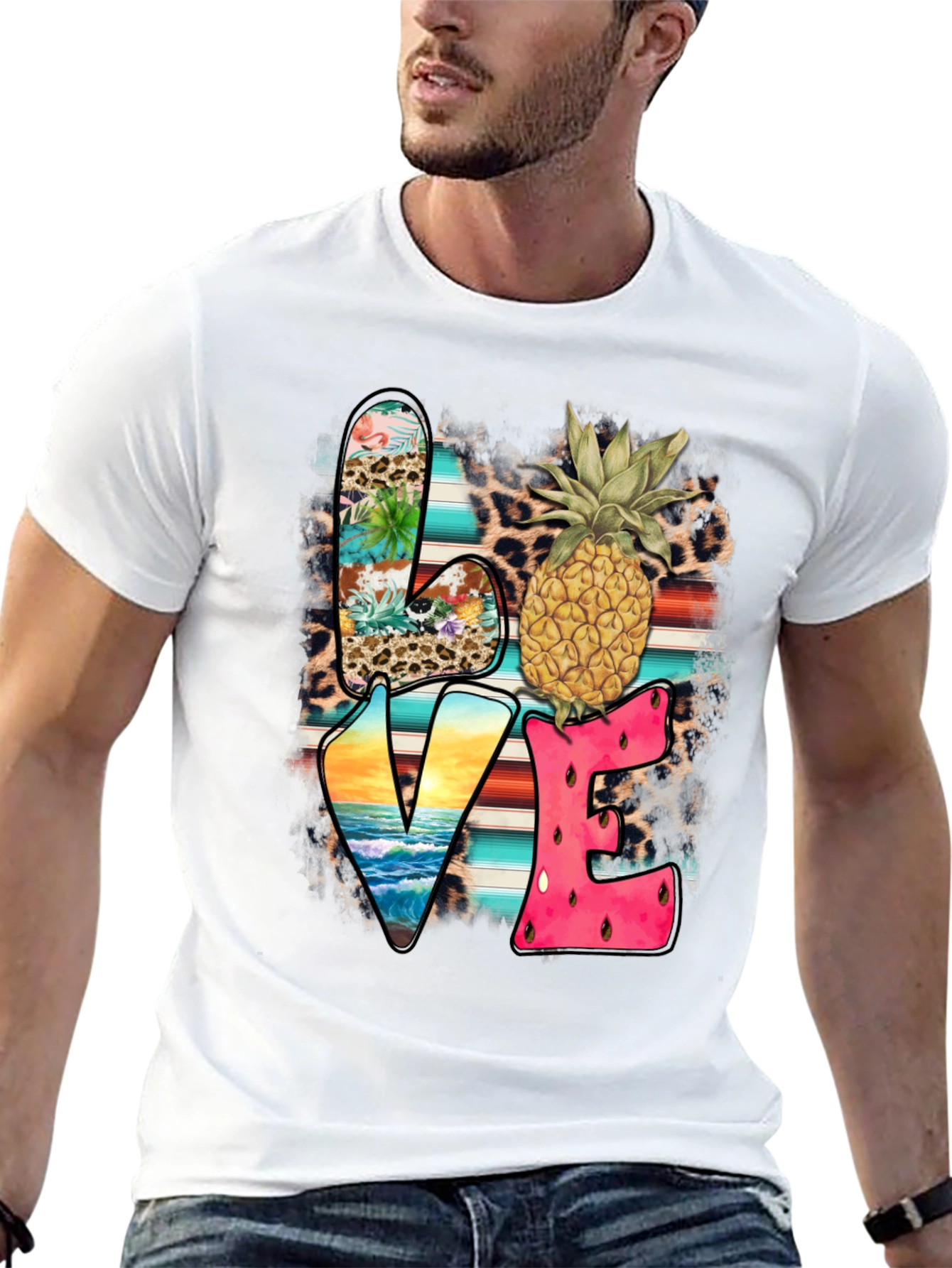Tropical LOVE Graphic Tee - Pineapple Print