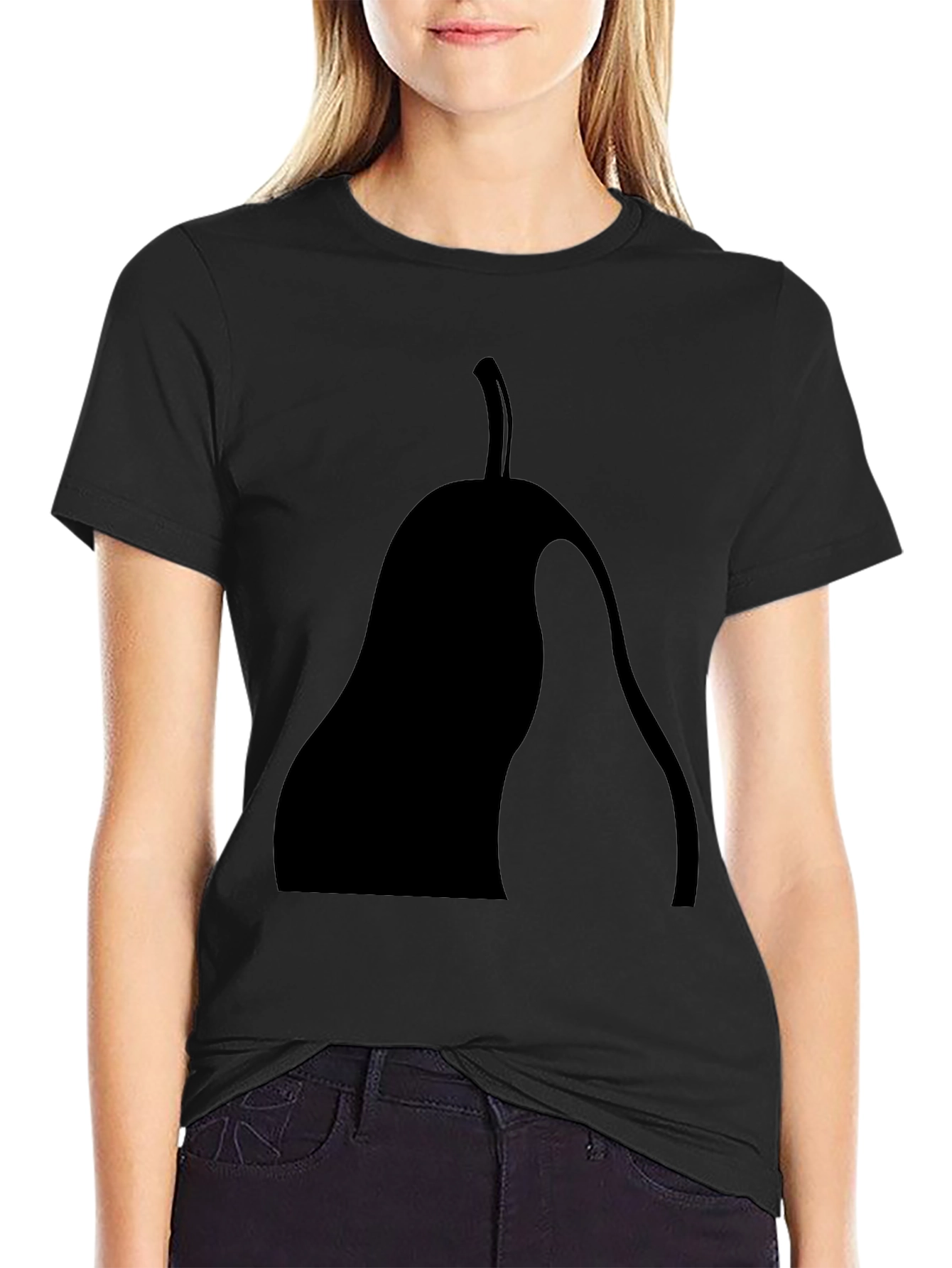 Mens Black T-Shirt with Abstract Pear Graphic