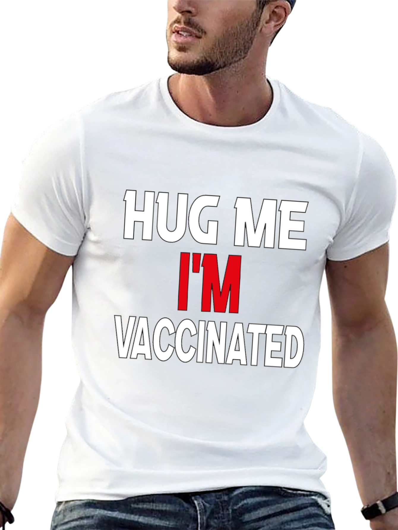 Hug Me Im Vaccinated T-Shirt - Black Cotton Tee