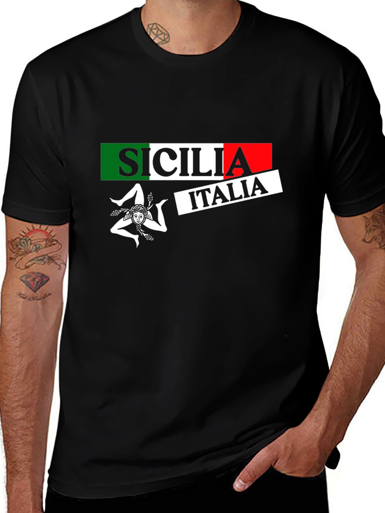 Sicilia Italia Mens Black Graphic T-Shirt